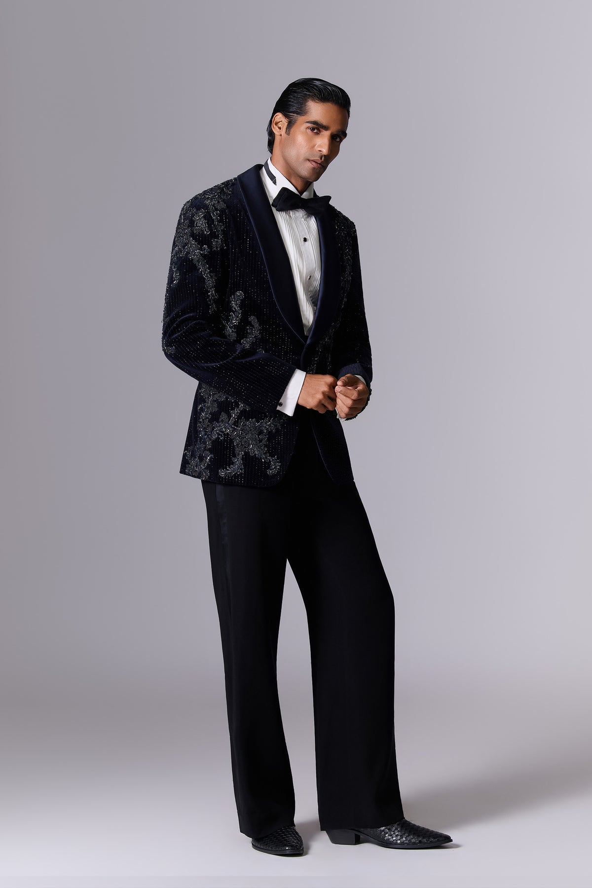 Midnight Blue Velvet Tuxedo Set
