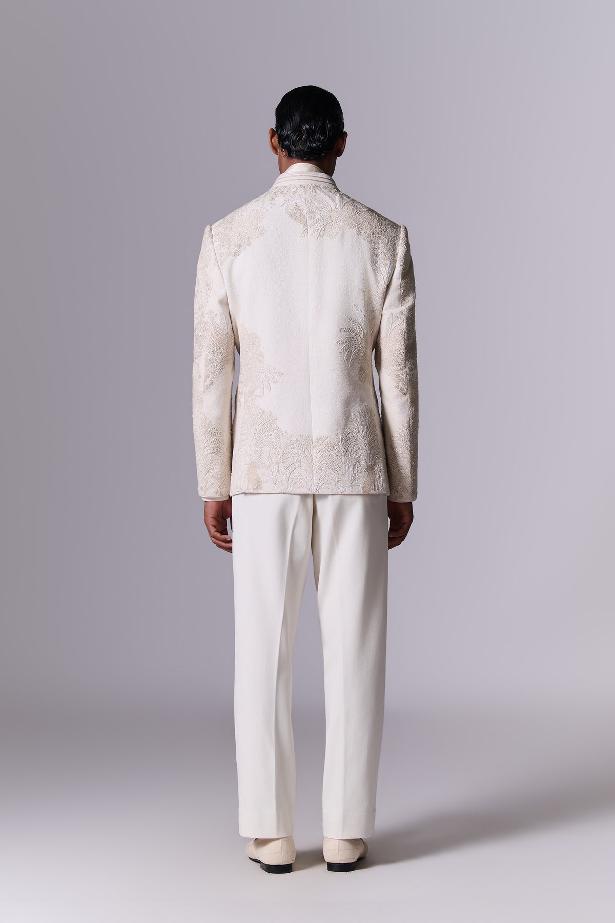 White Sand Matka Silk Bandhgala Set