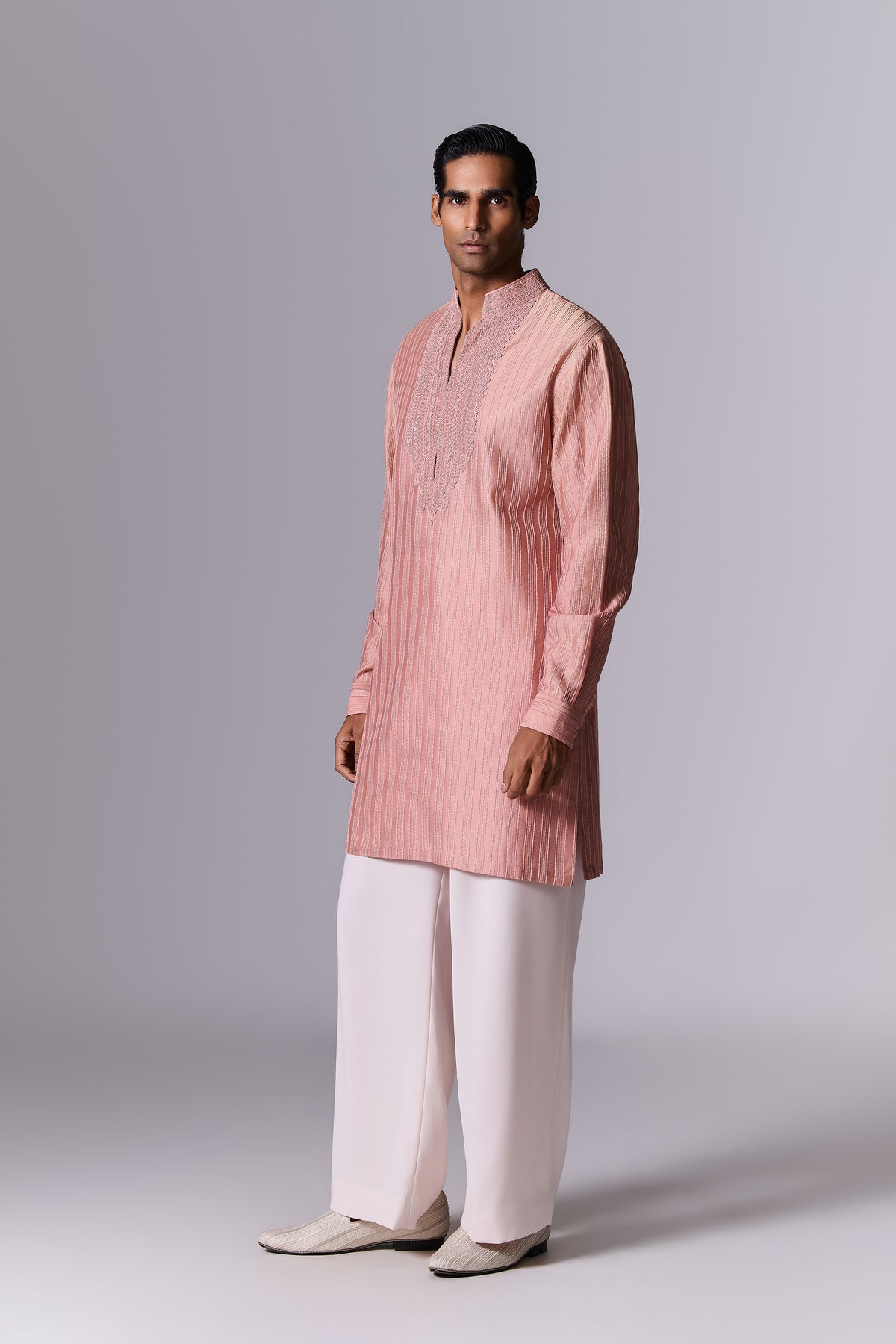 Tea Pink Chanderi Kurta Set