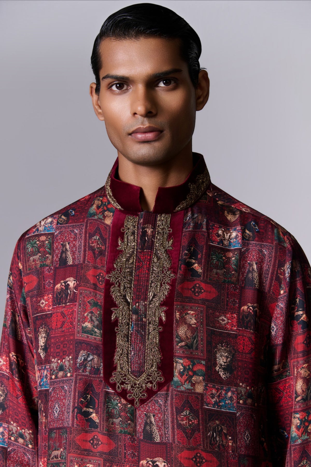 Red Printed Kurta Set