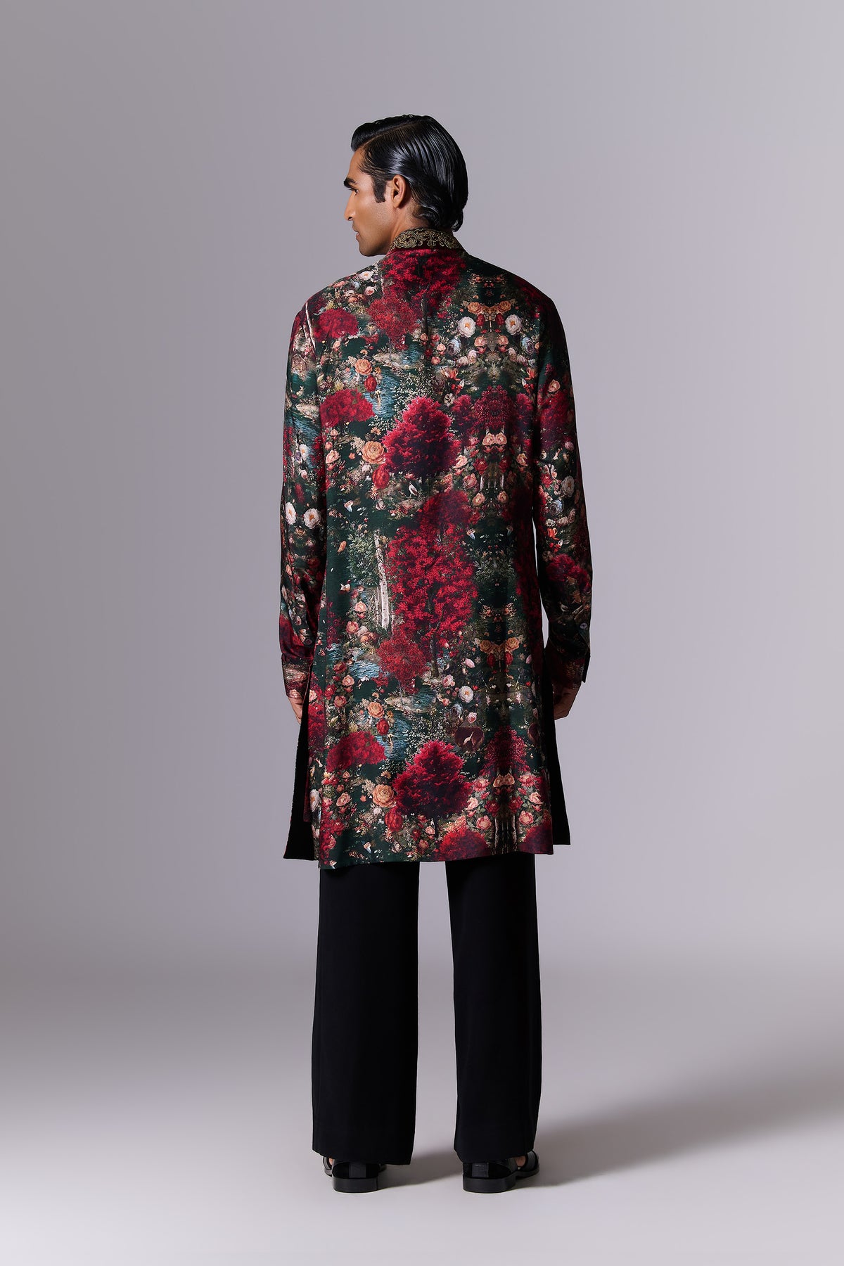 Printed Flora Silk Kurta Set