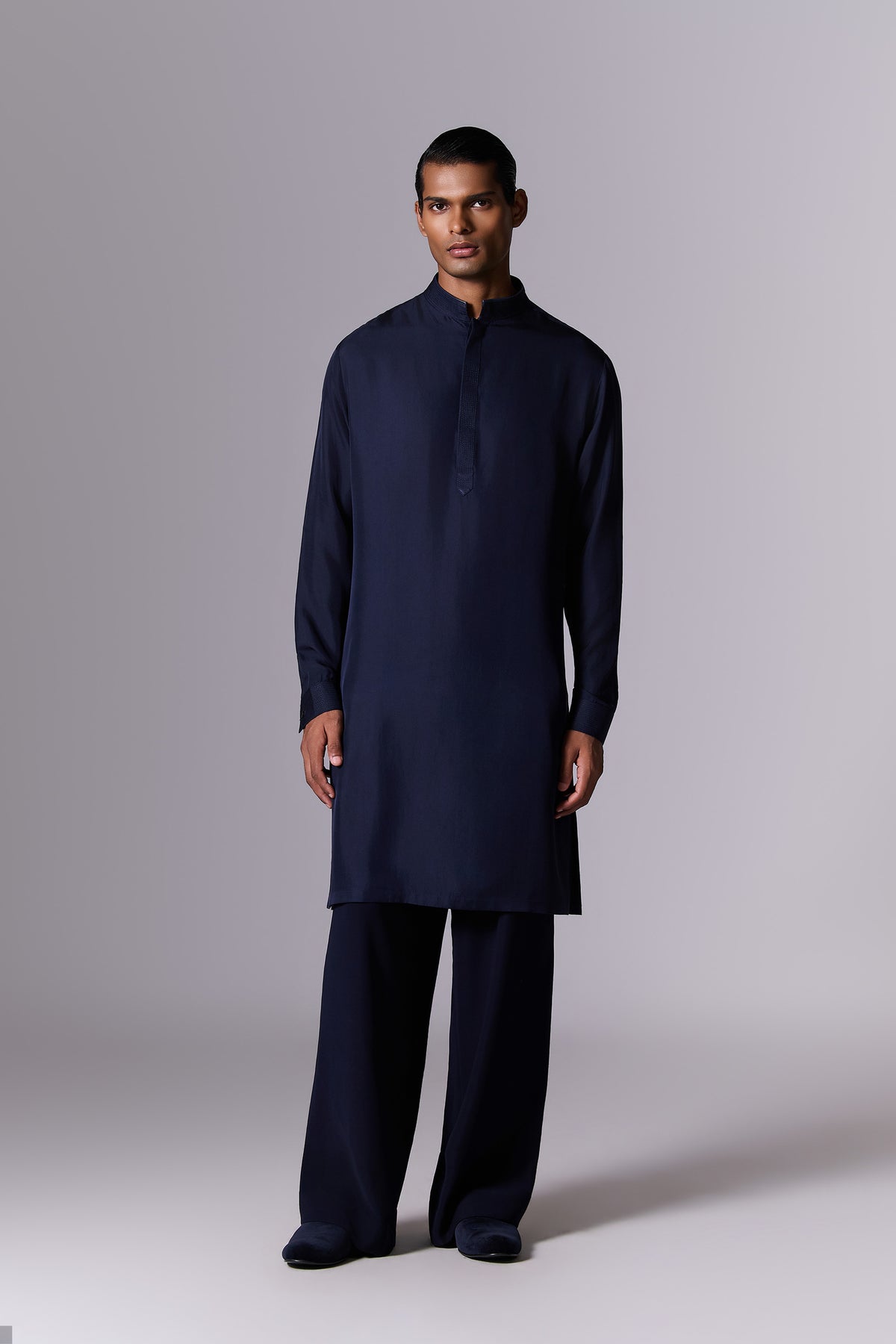 Midnight Blue Embroidered Sherwani Set