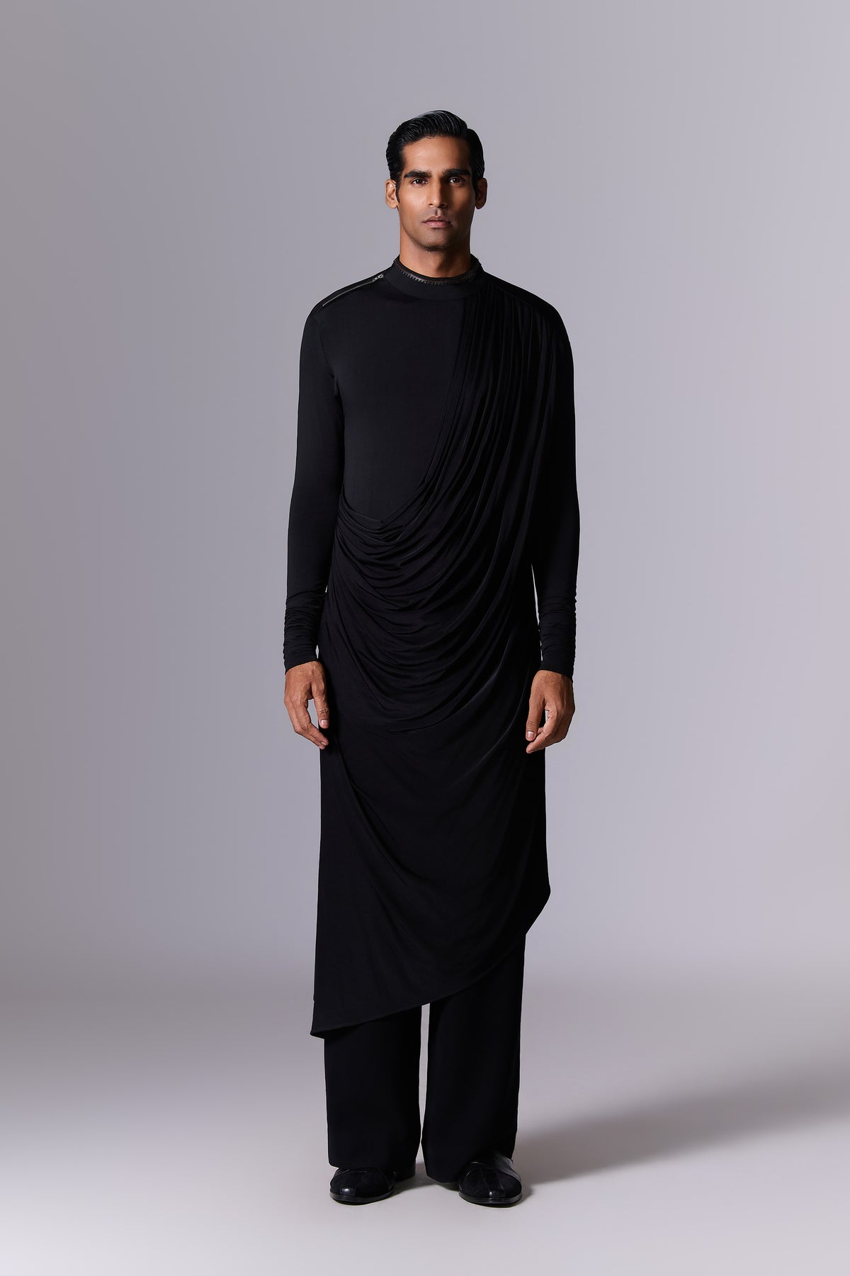 Obsidian Black Gold Embroidered Sherwani Set