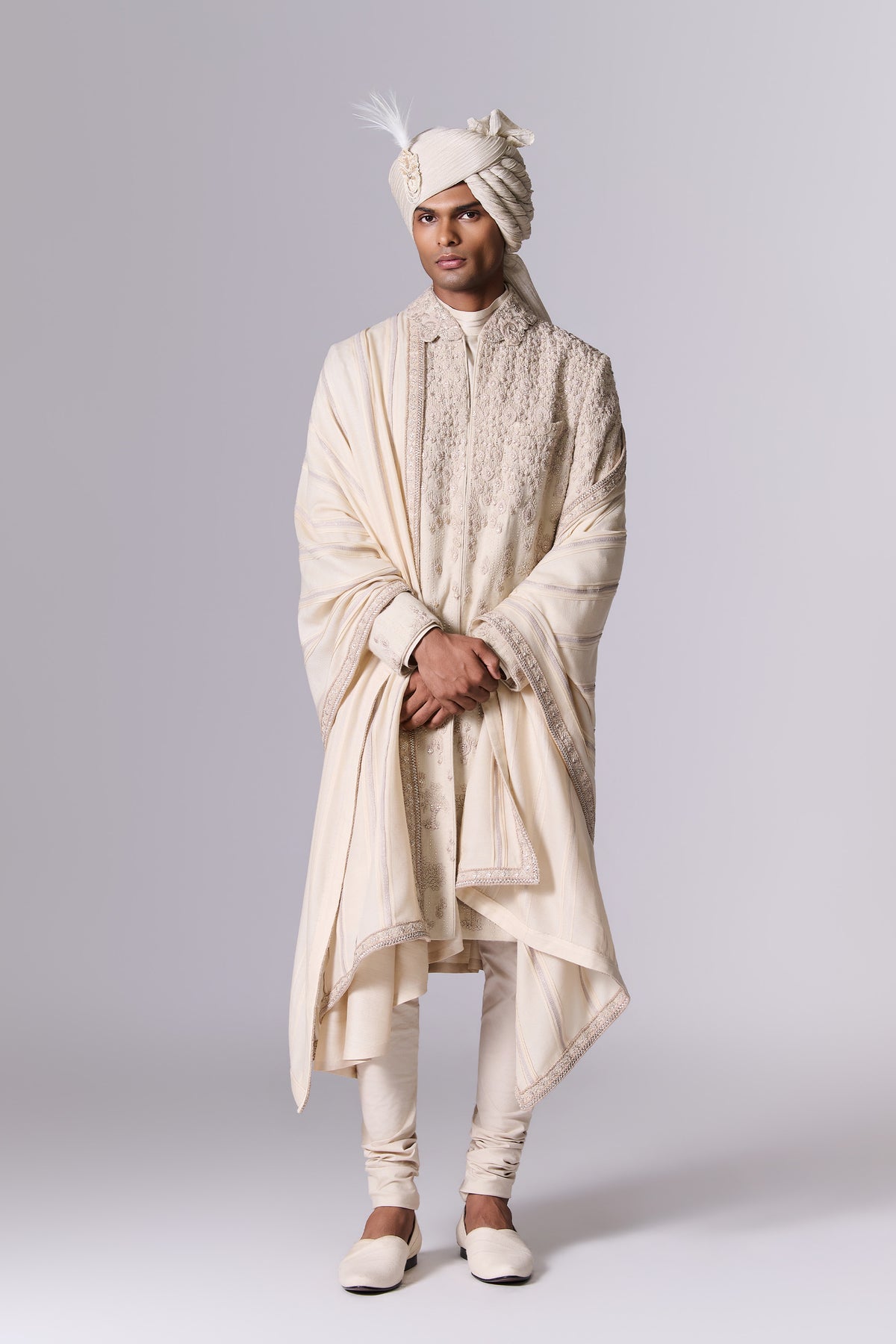 Dune Beige Embroidered Sherwani Set