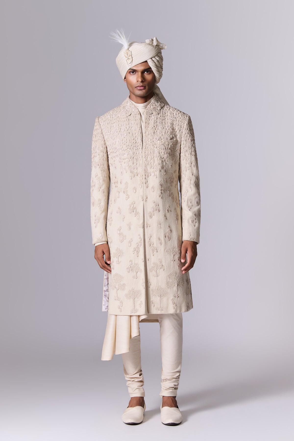 Dune Beige Embroidered Sherwani Set