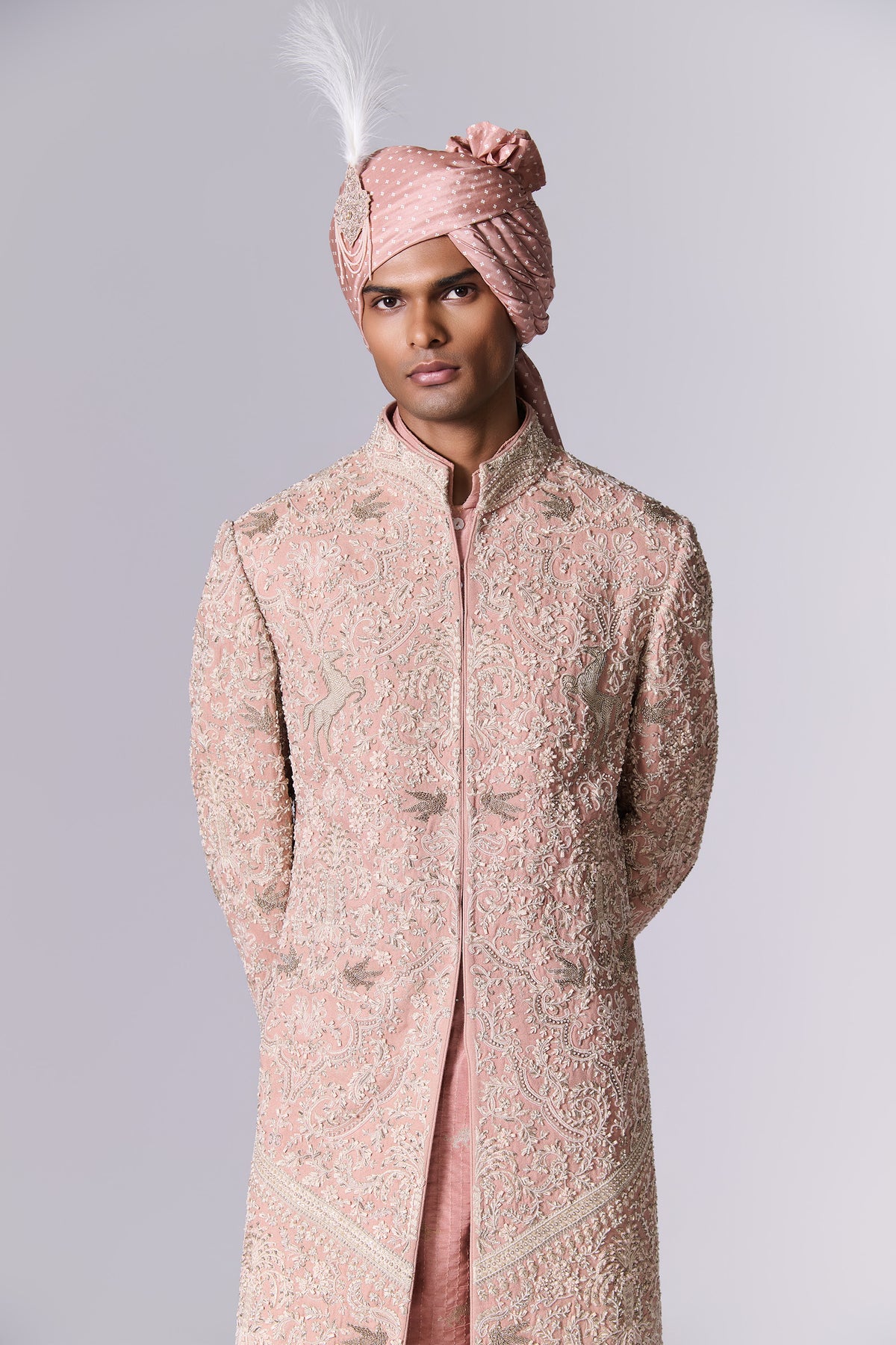 Dusty Blush Embroidered Sherwani Set