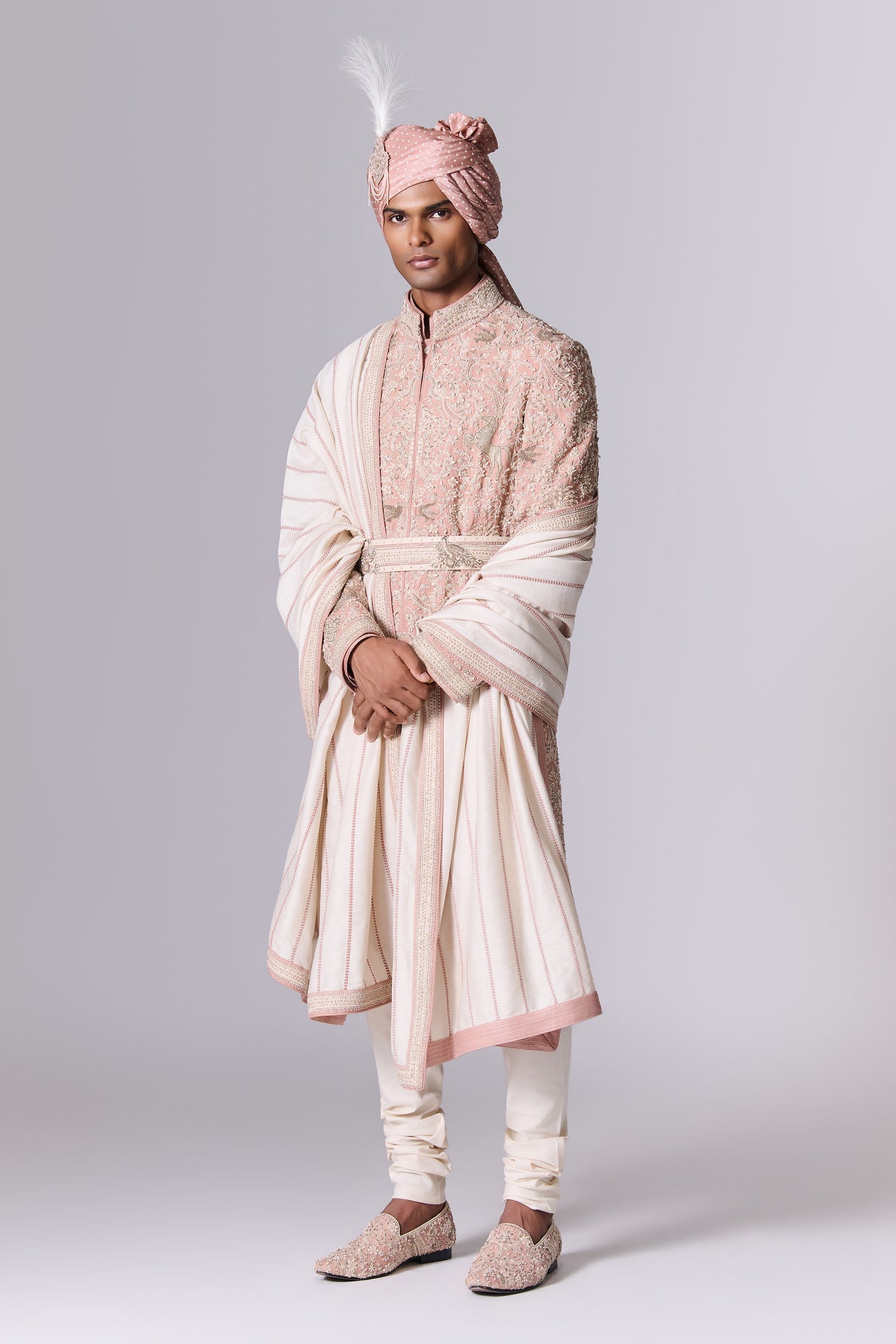Dusty Blush Embroidered Sherwani Set