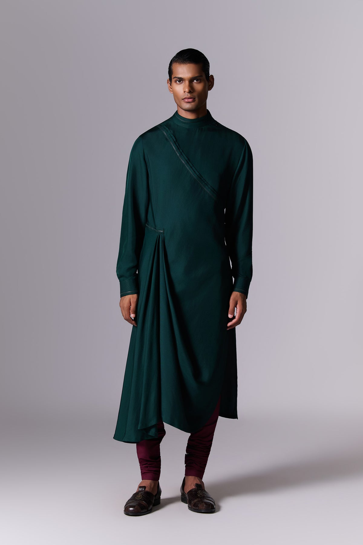 Printed Velvet Sherwani Set