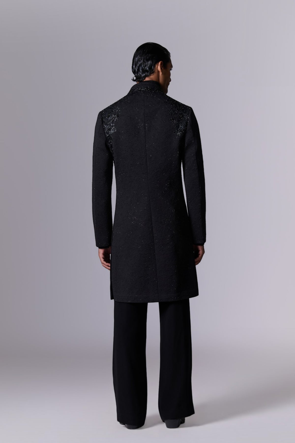 Obsidian Black Sherwani Set with Kamarbandh