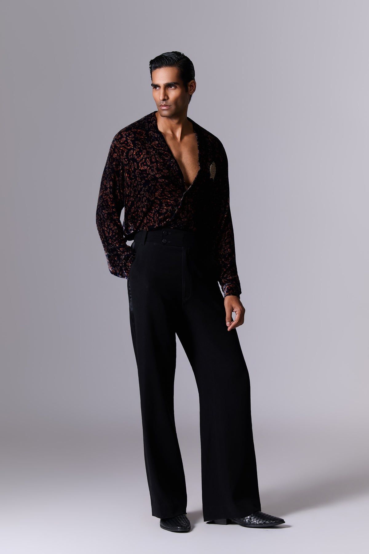 Printed Velvet Cocktail Shirt