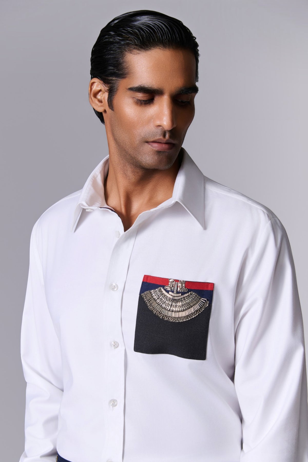 Ivory Embellished Pocket Shirt