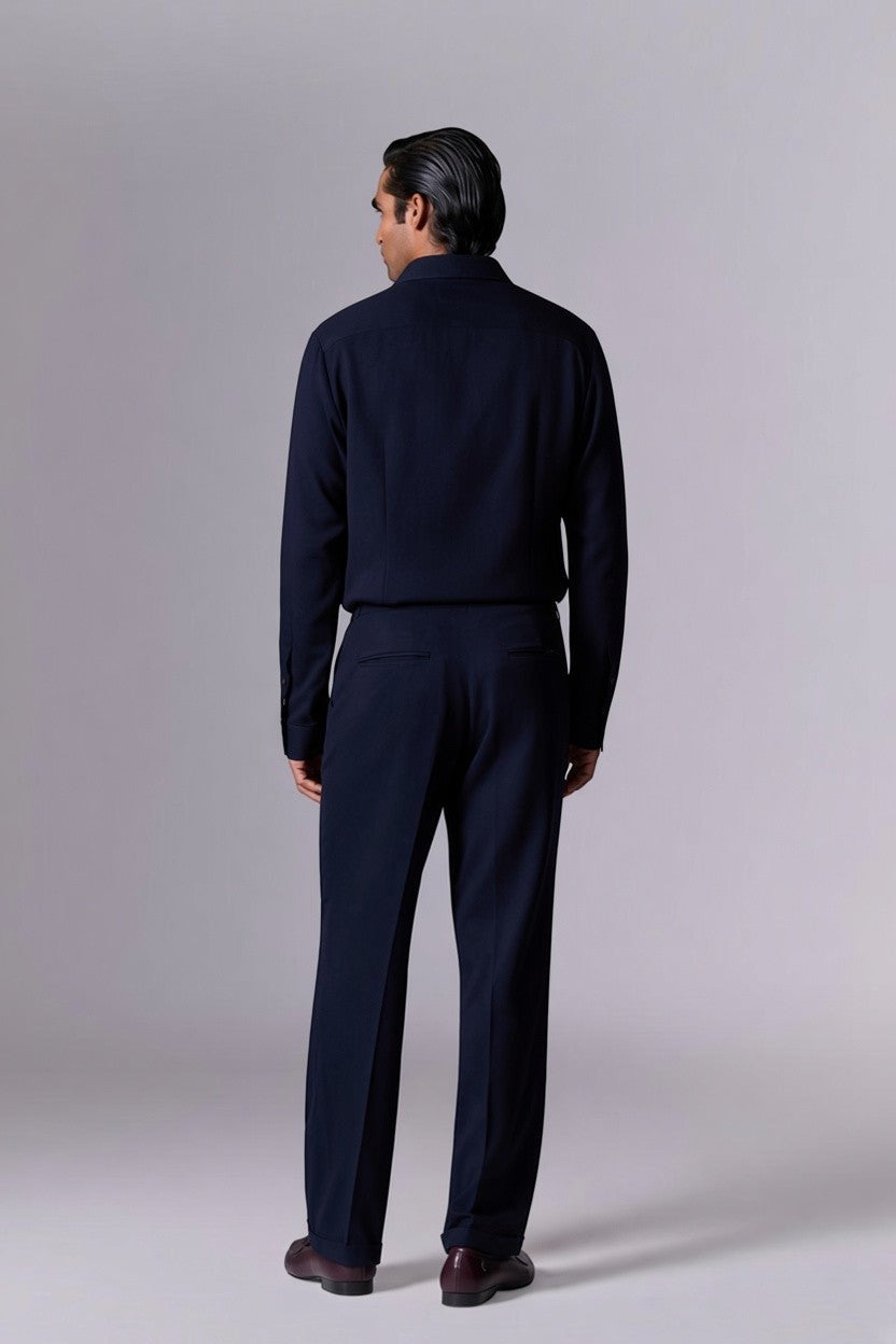 Midnight Blue Crest Embroidered Shirt
