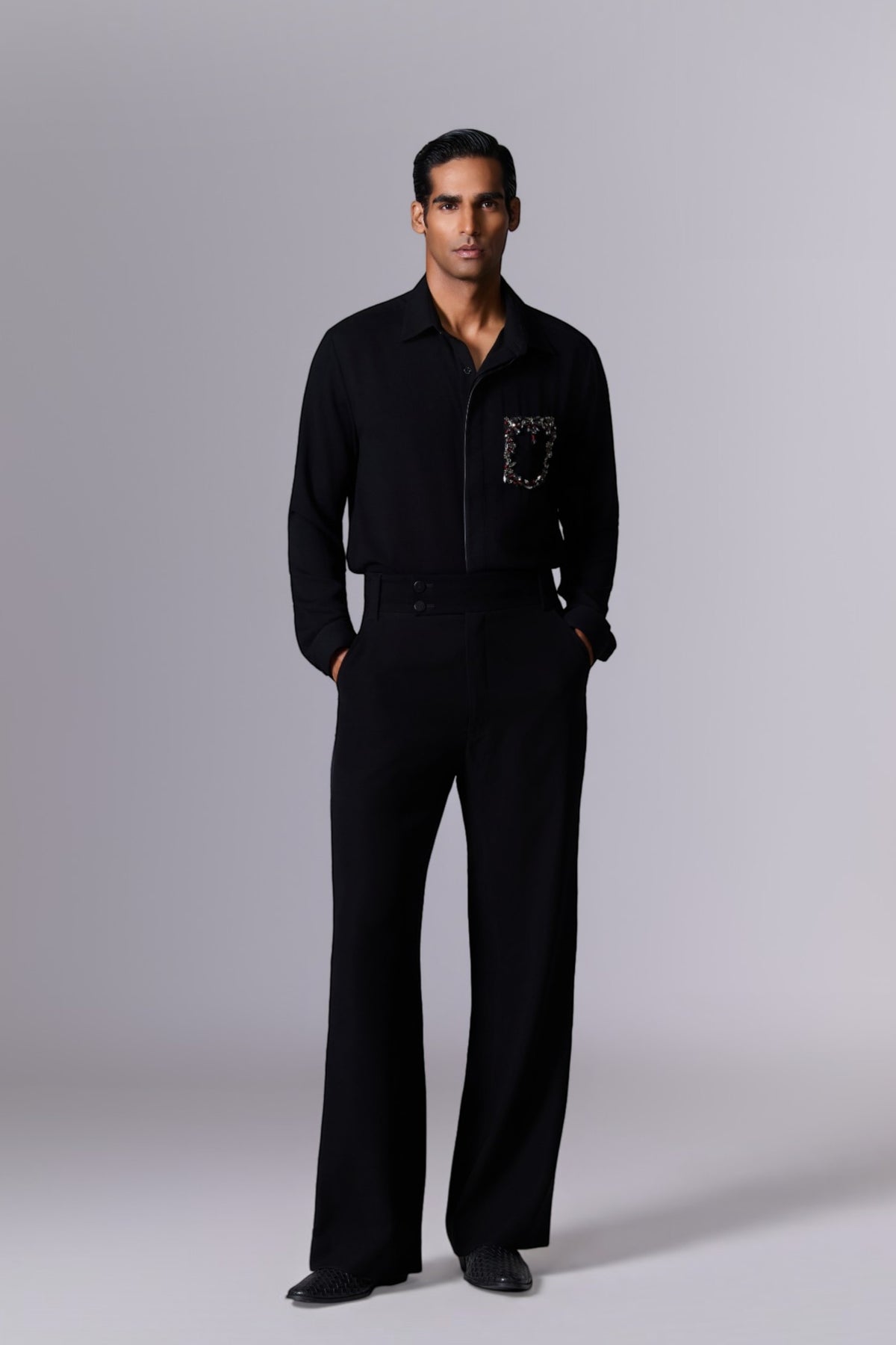 Obsidian Black Crystal Pocket Shirt