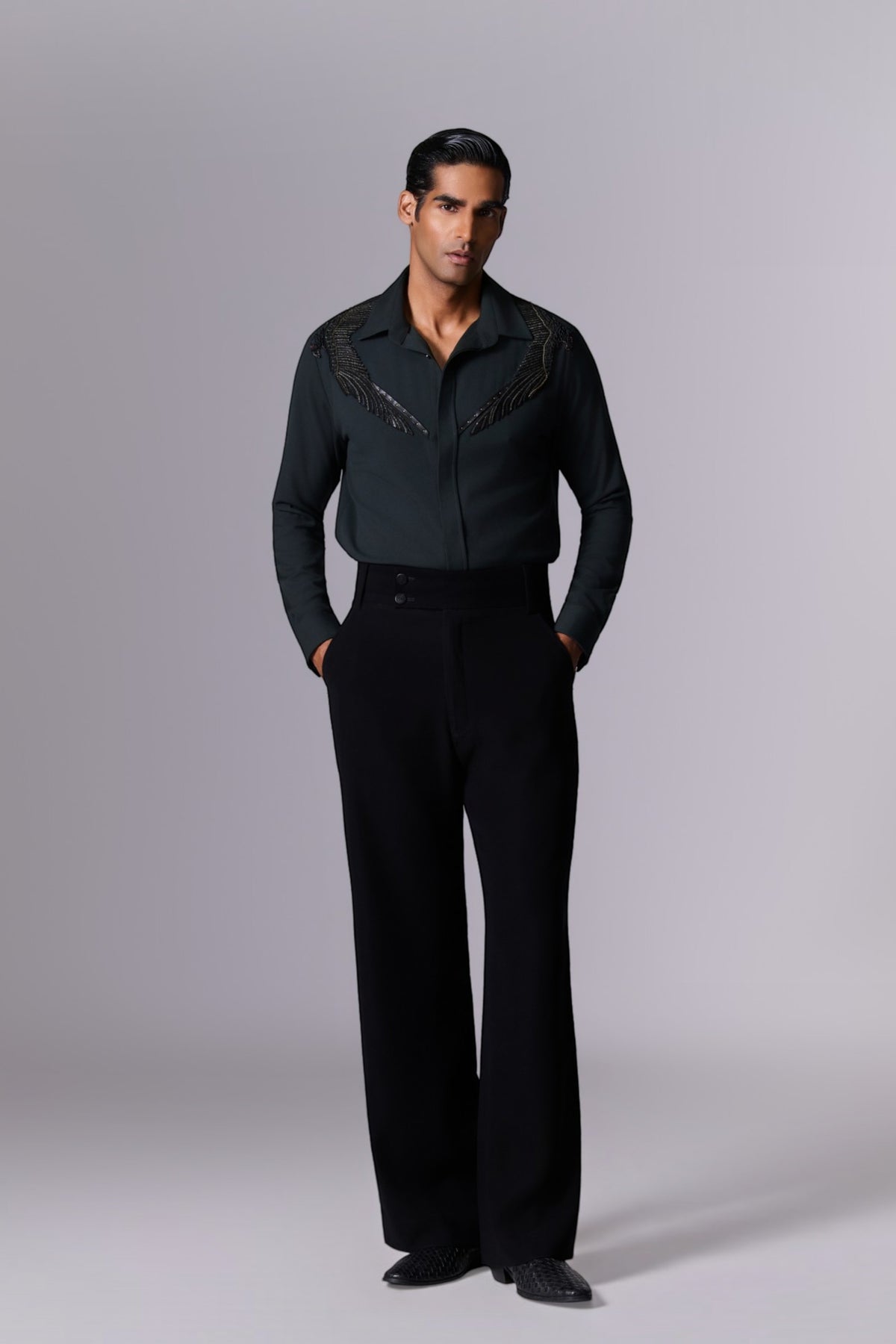 Emerald Embroidered Yoke Shirt