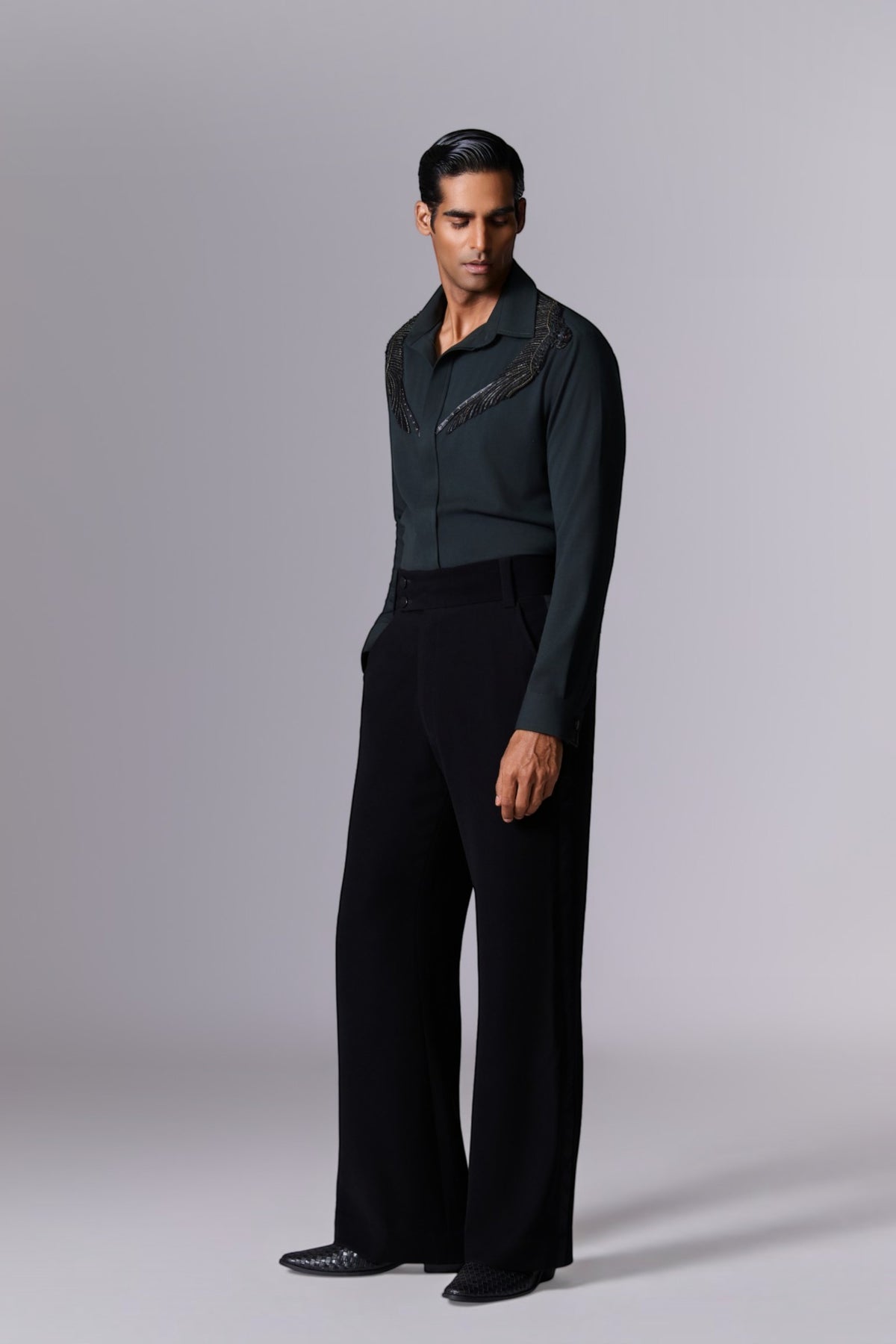 Emerald Embroidered Yoke Shirt
