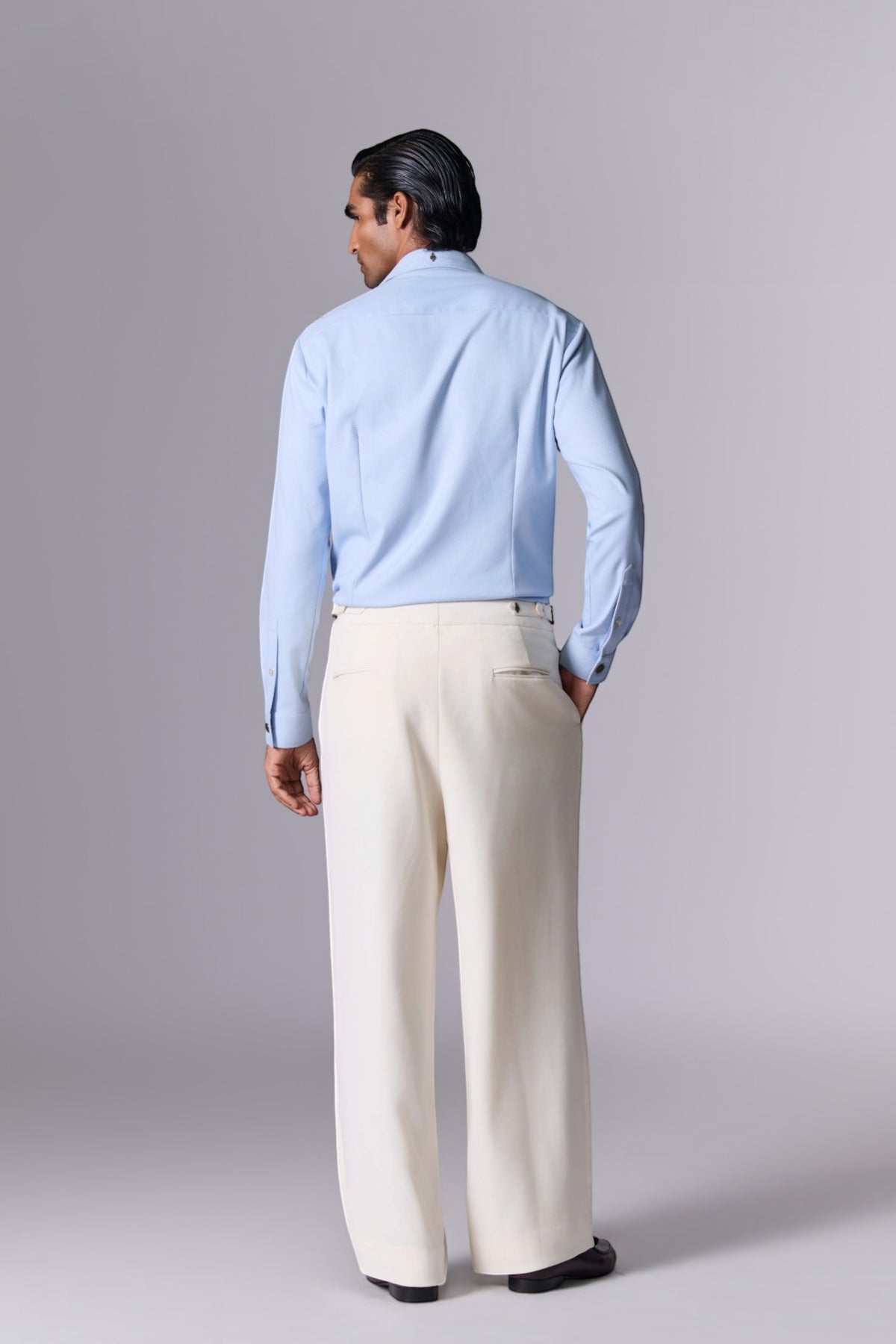 Ice Blue Bird Motif Shirt