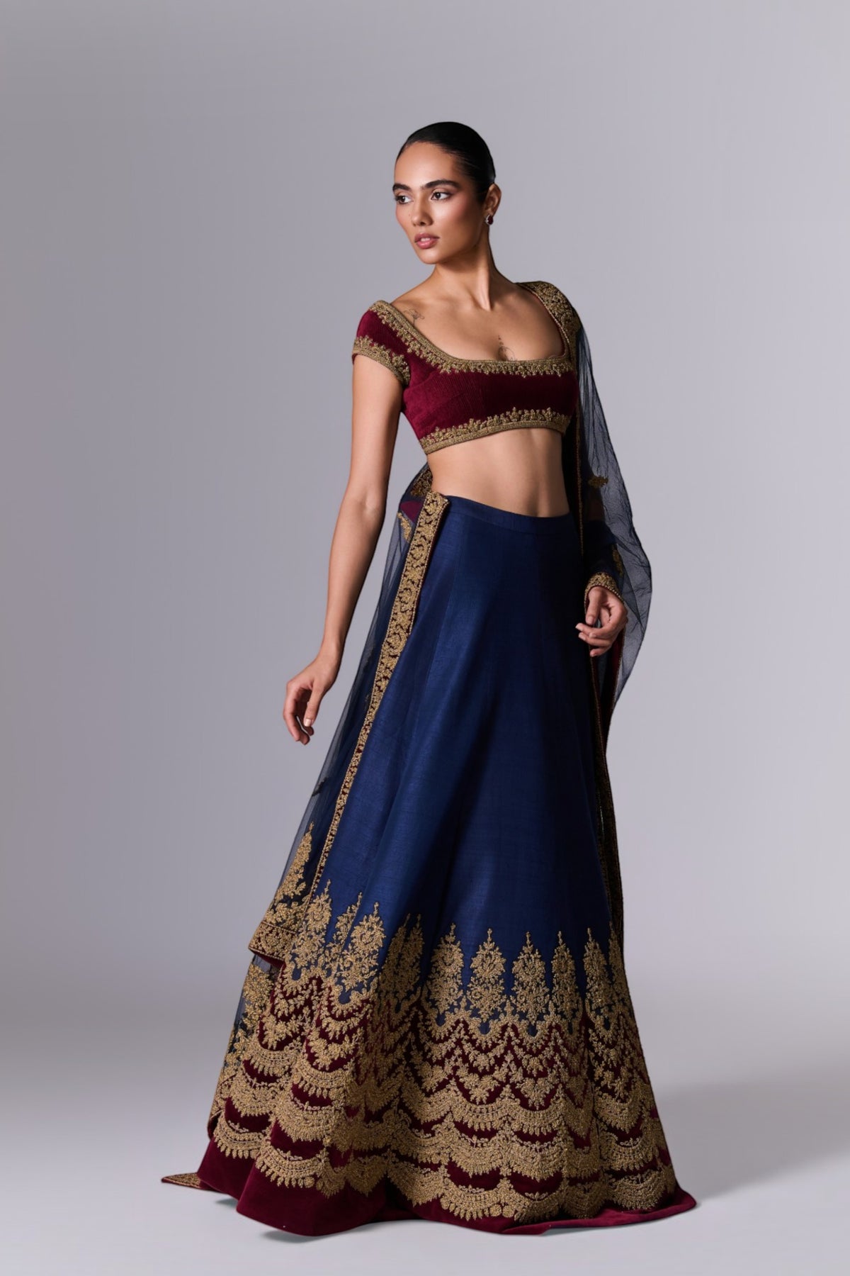 Navy Embellished Lehenga Set