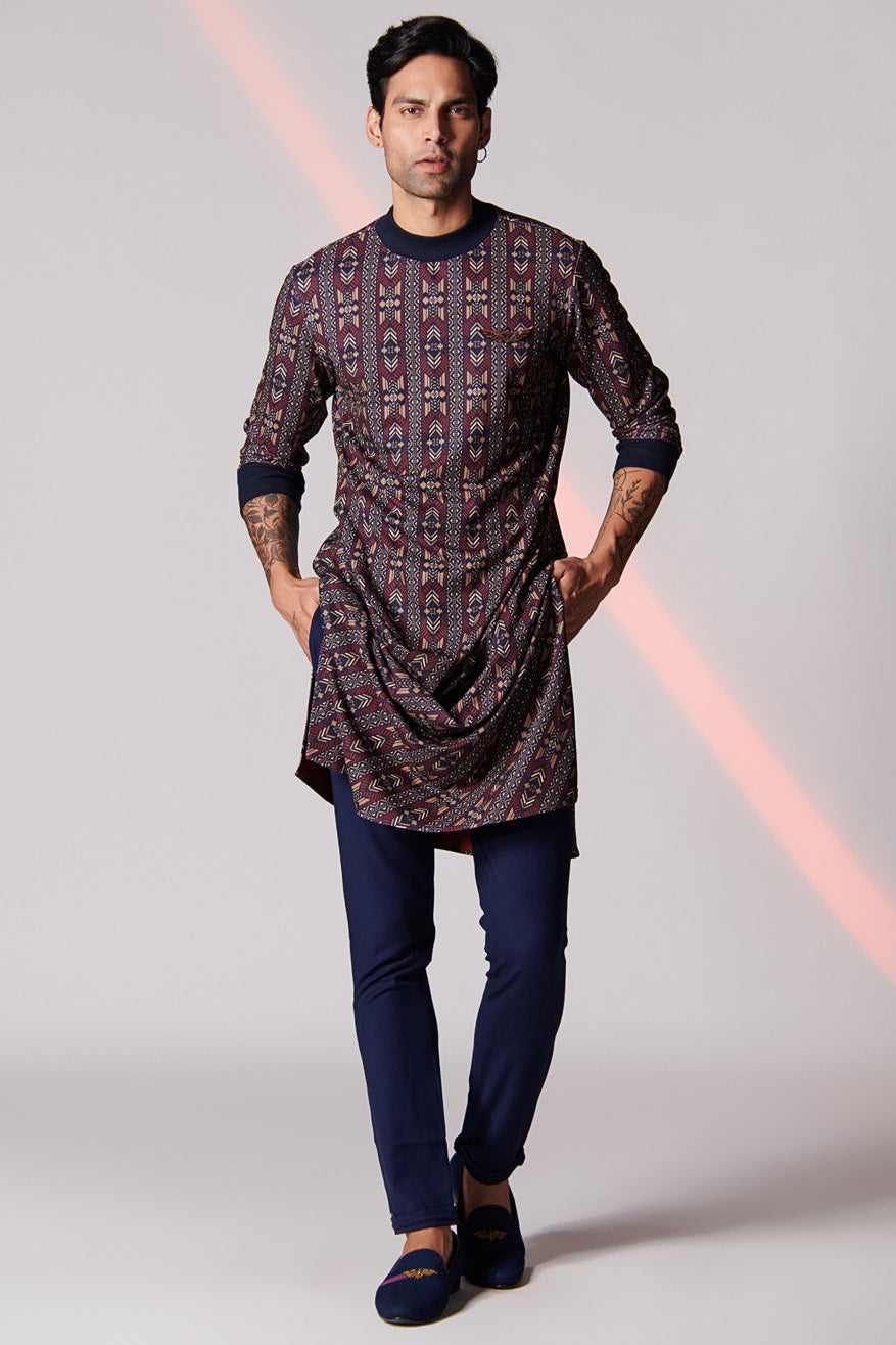Printed Raised Neck Kurta