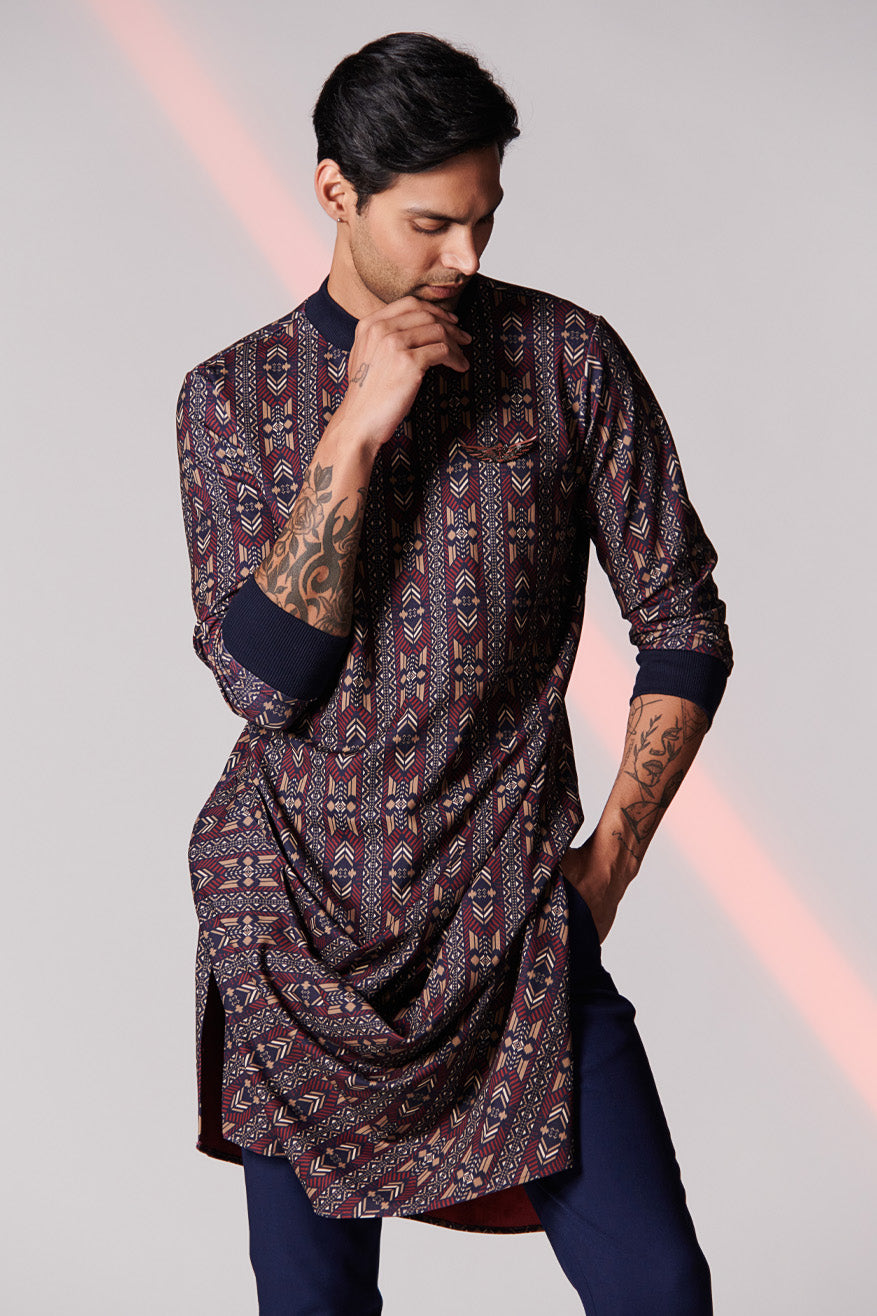 Printed Raised Neck Kurta
