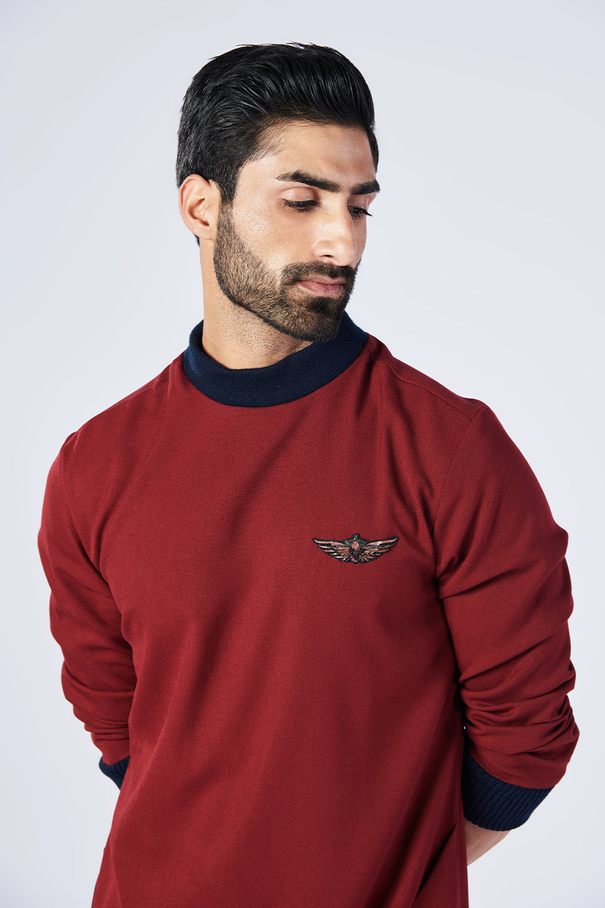 Cherry Raised Neck Kurta