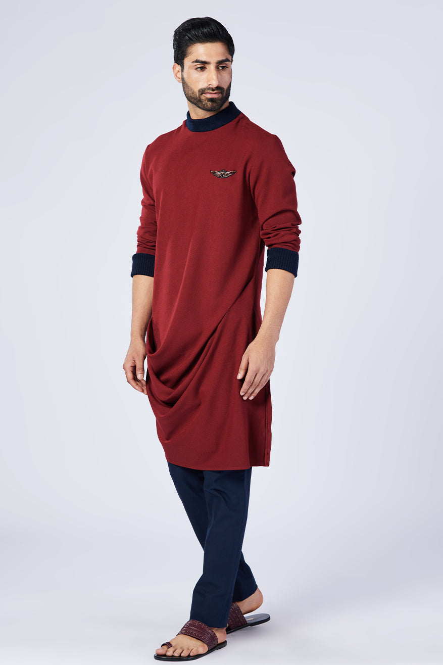 Cherry Raised Neck Kurta