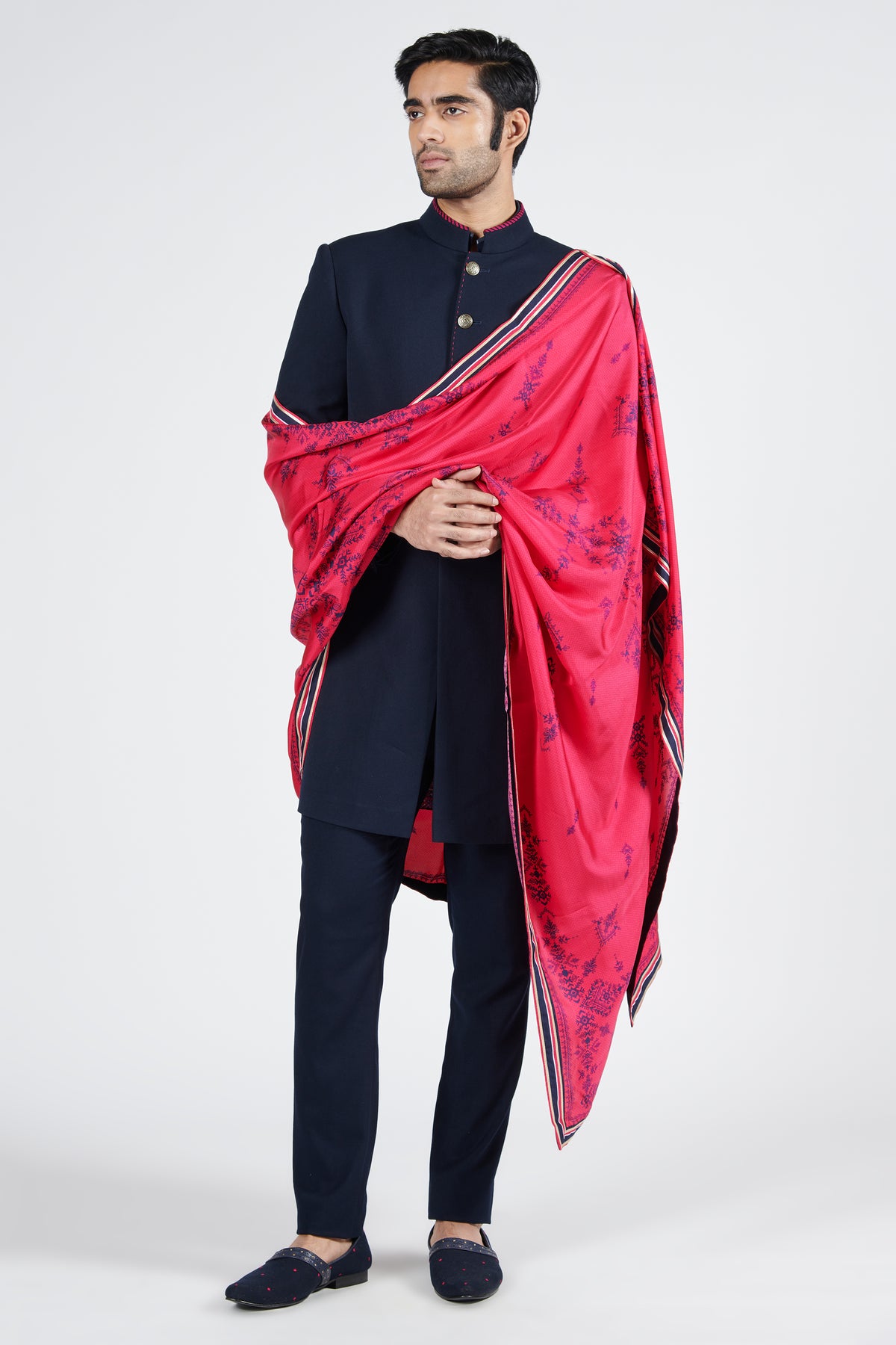 Pink Printed Silk Stole