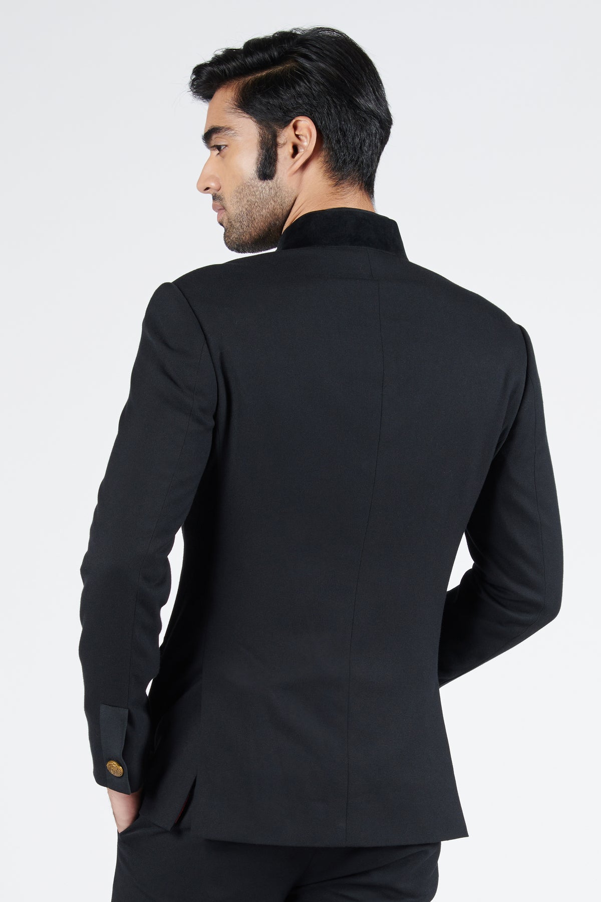 Black Bandhgala with Patch Pockets
