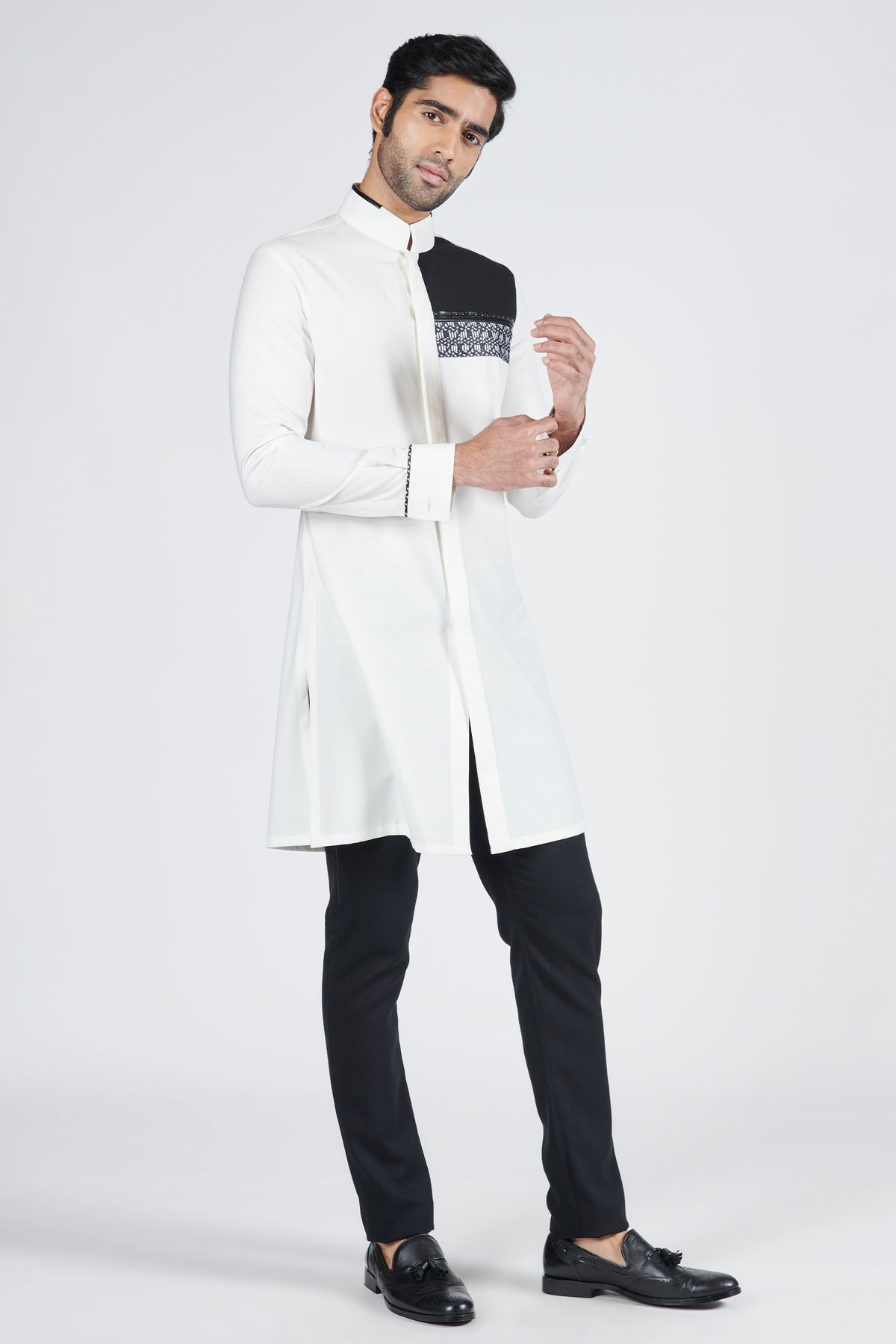 Off white Kurta with Engraved Panel