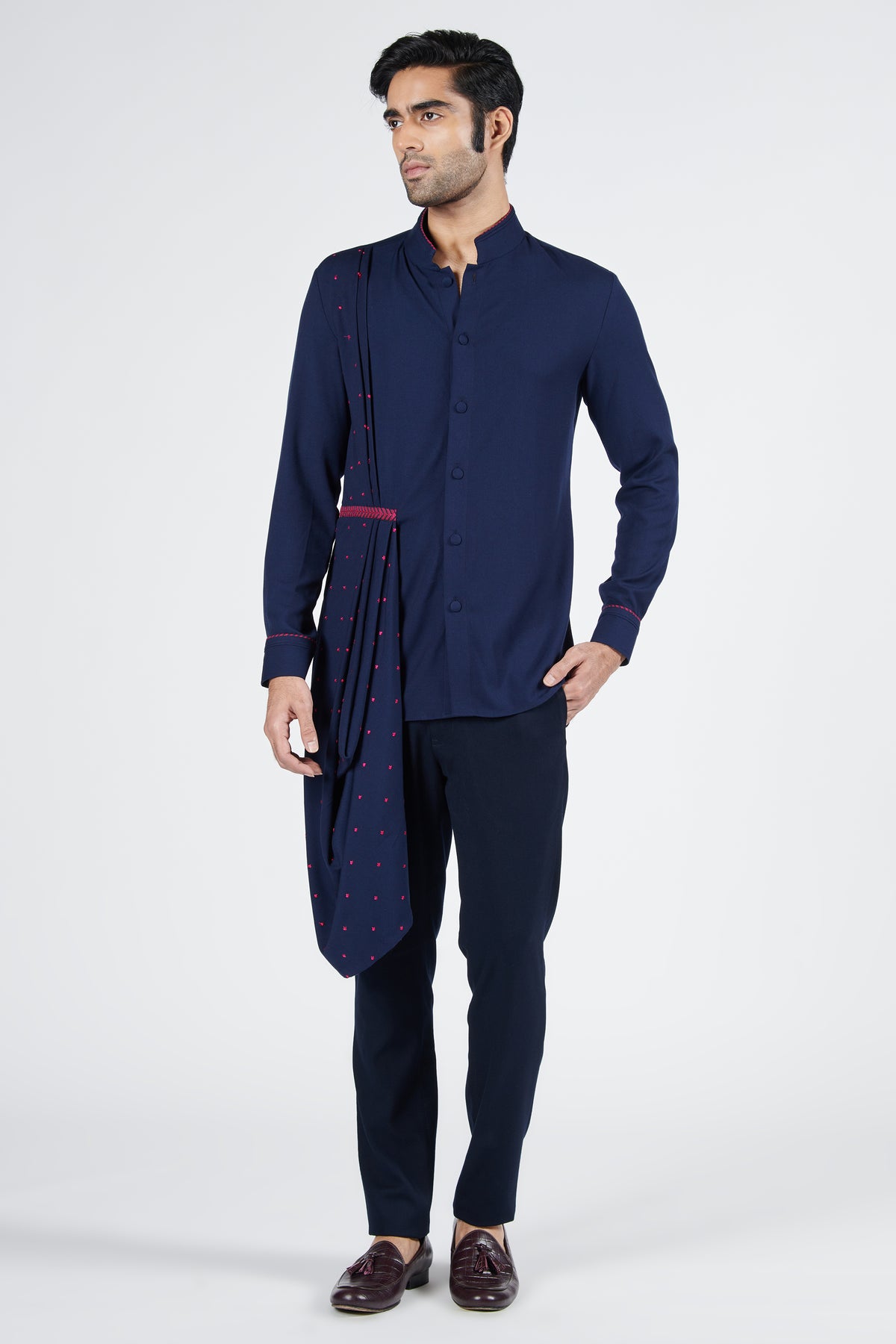 Navy Drape Shirt