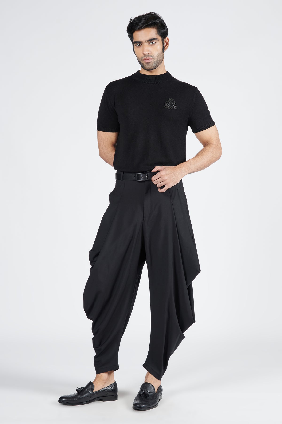 Black Drape Cowl Pants