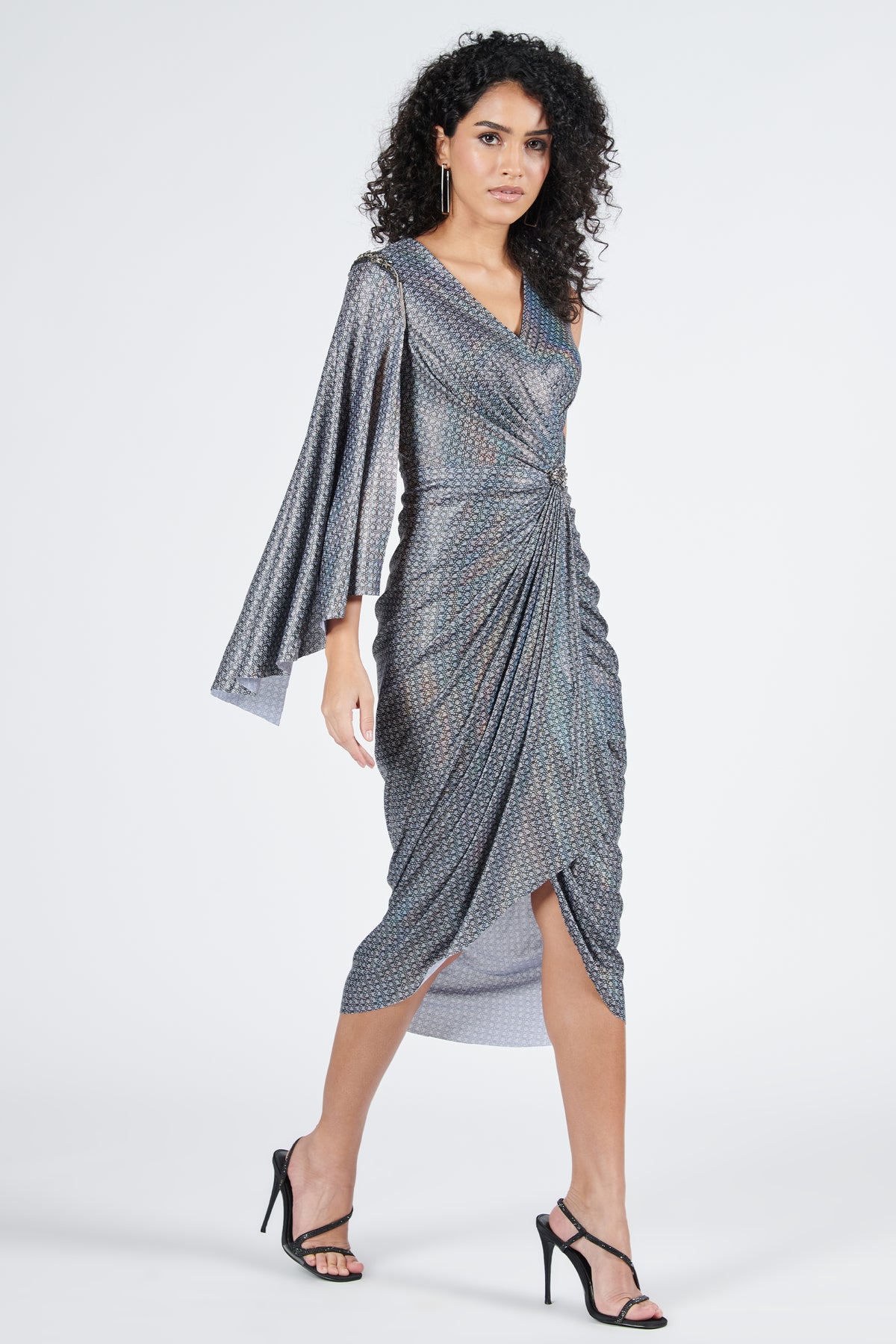 Braid Printed Drape Dress