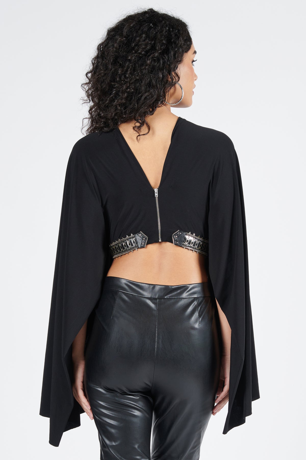Exaggerated Draped Sleeve Top