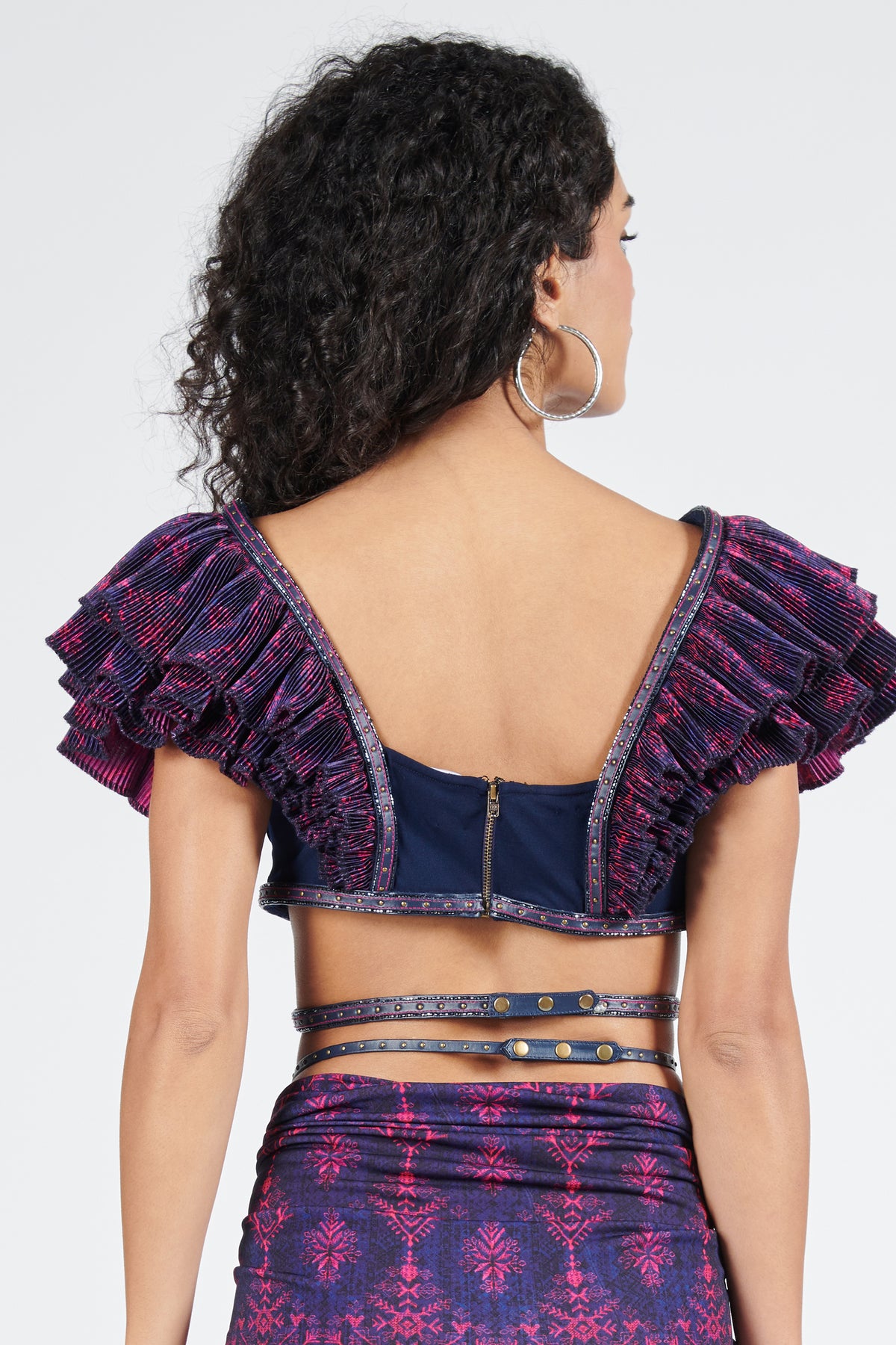Tribal Print Top with Ruffles