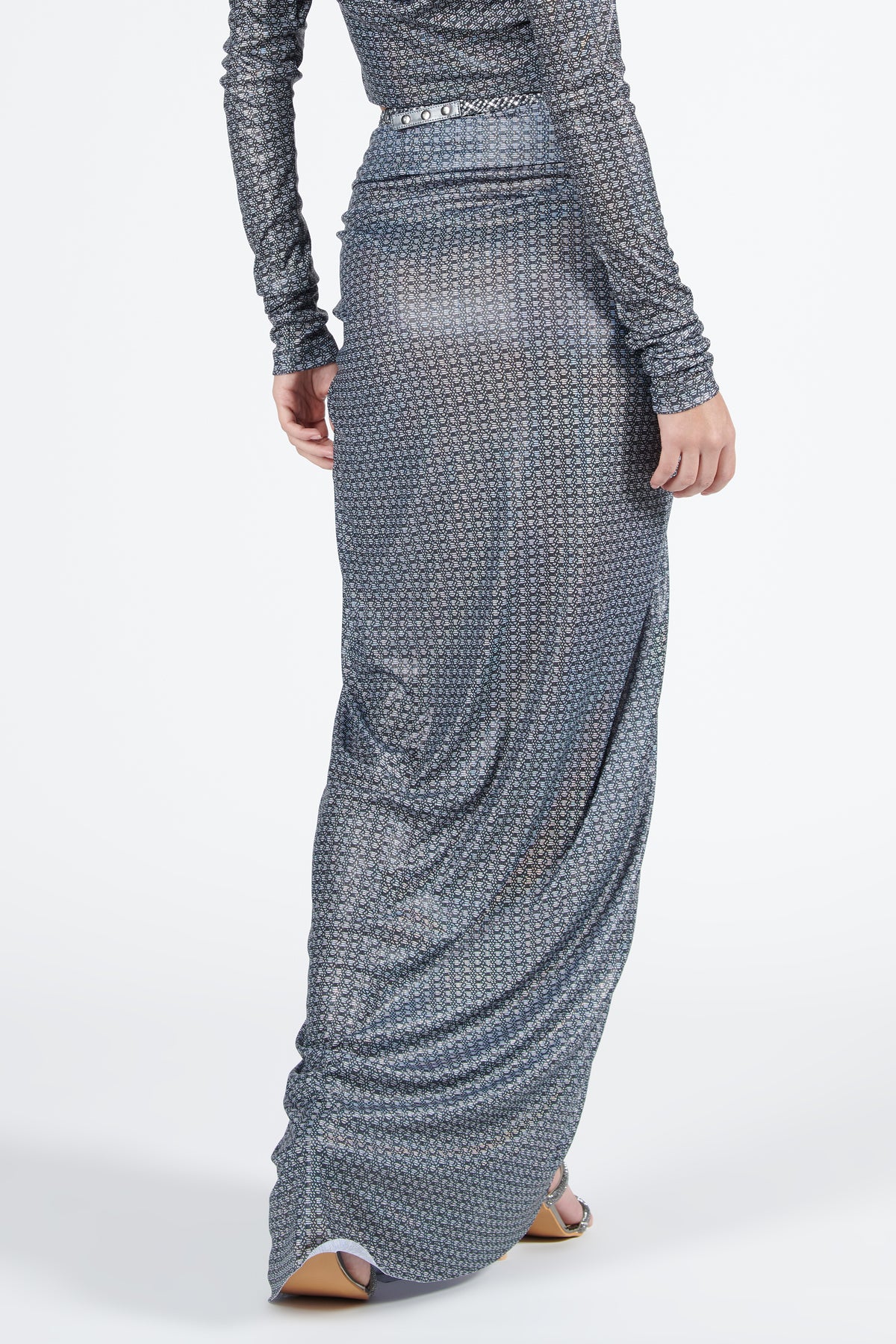 Braid Printed Twisted Drape Skirt