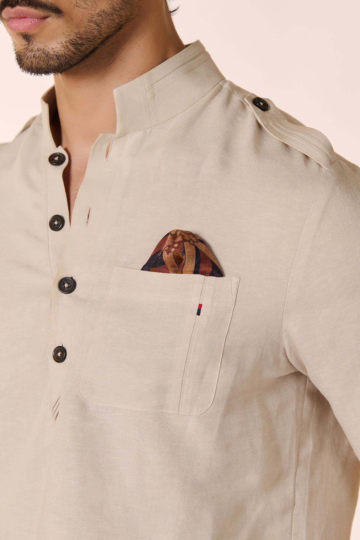 Ecru Slim Fit Kurta