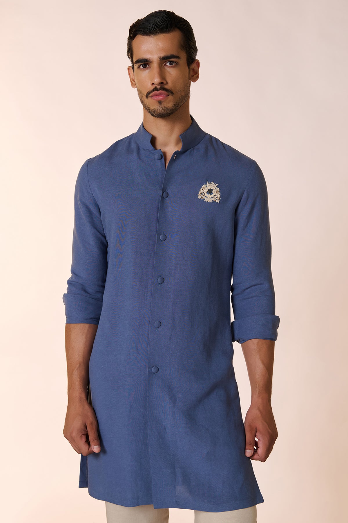 Navy Linen Shirt Kurta