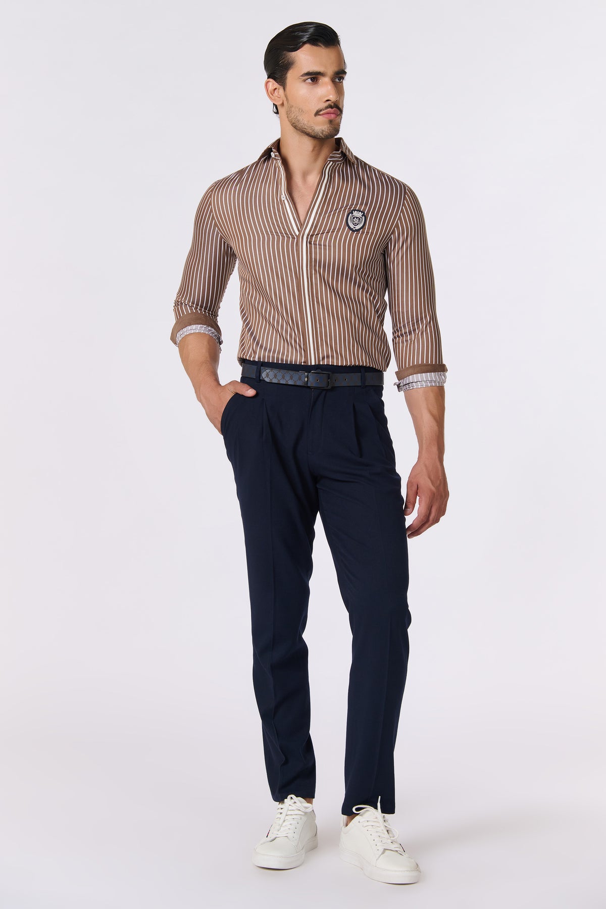 SNCC Brown Striped Logo Shirt