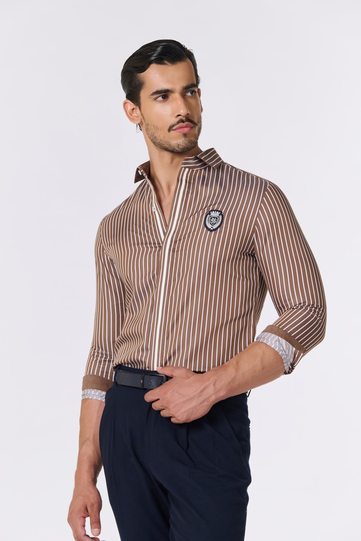 SNCC Brown Striped Logo Shirt