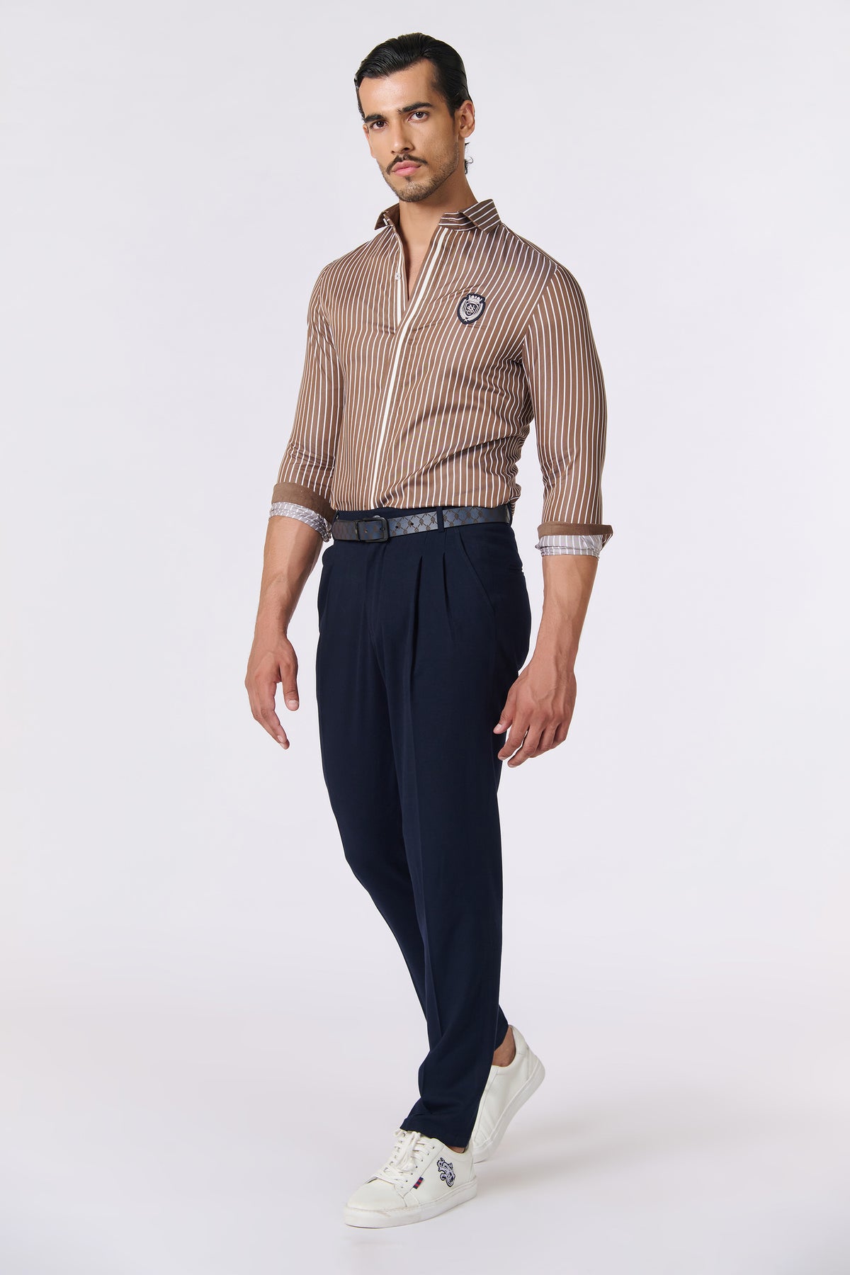 SNCC Brown Striped Logo Shirt