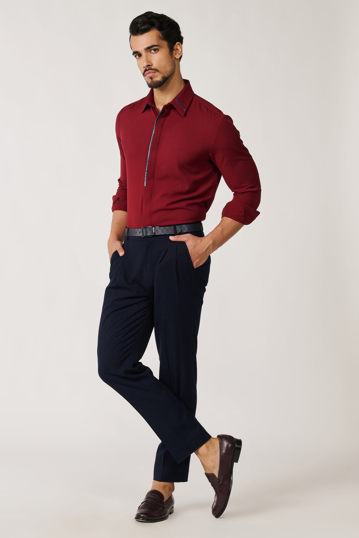 Cherry Shirt with Contrasting Placket