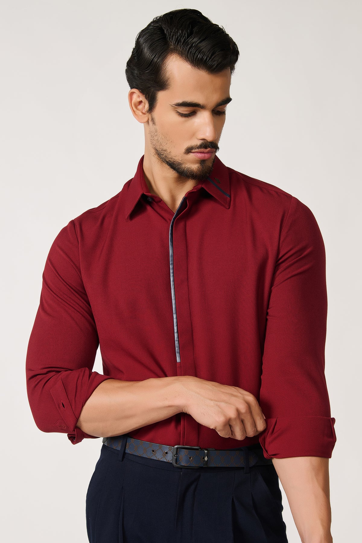 Cherry Shirt with Contrasting Placket