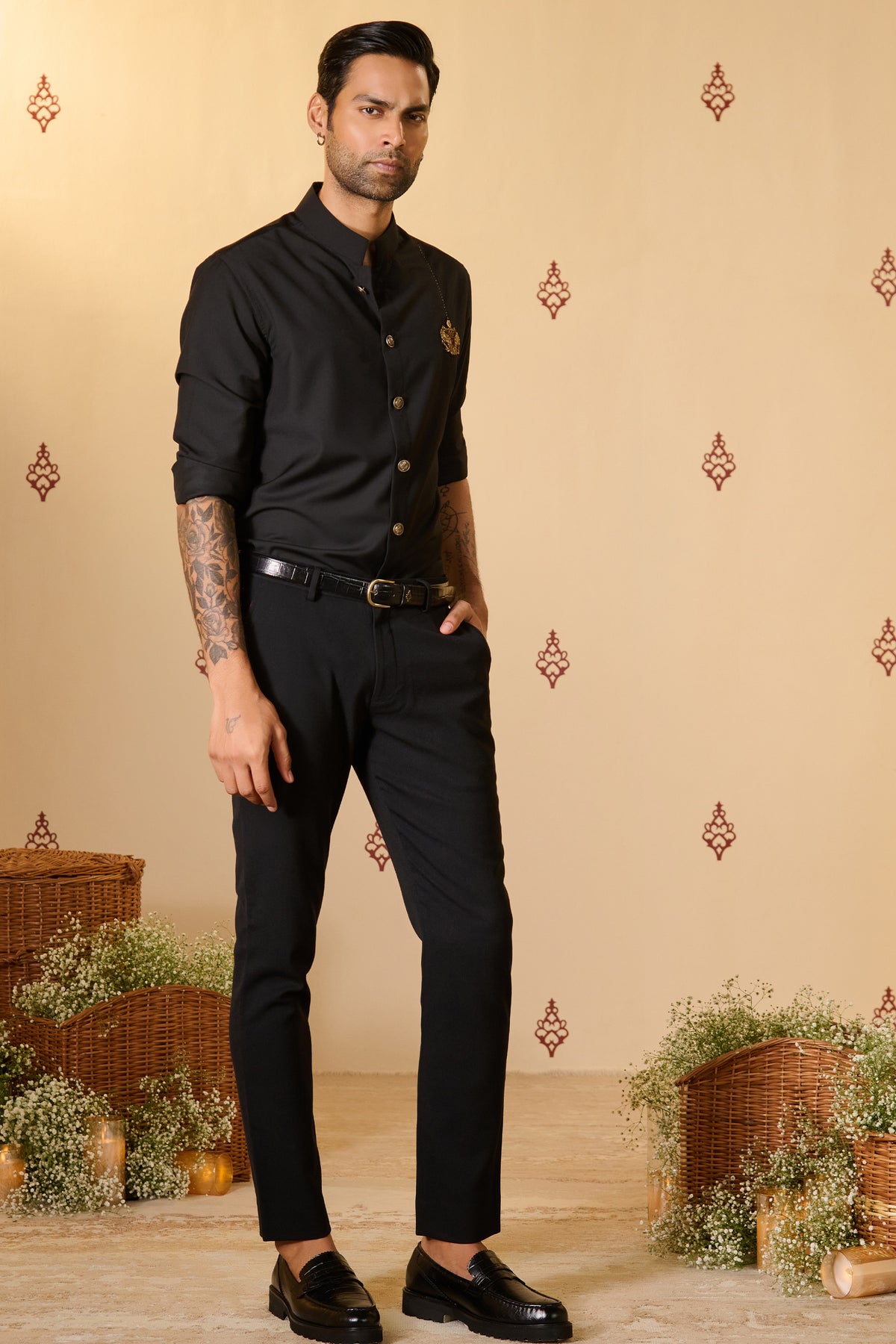 Navy Antique Crested Shirt