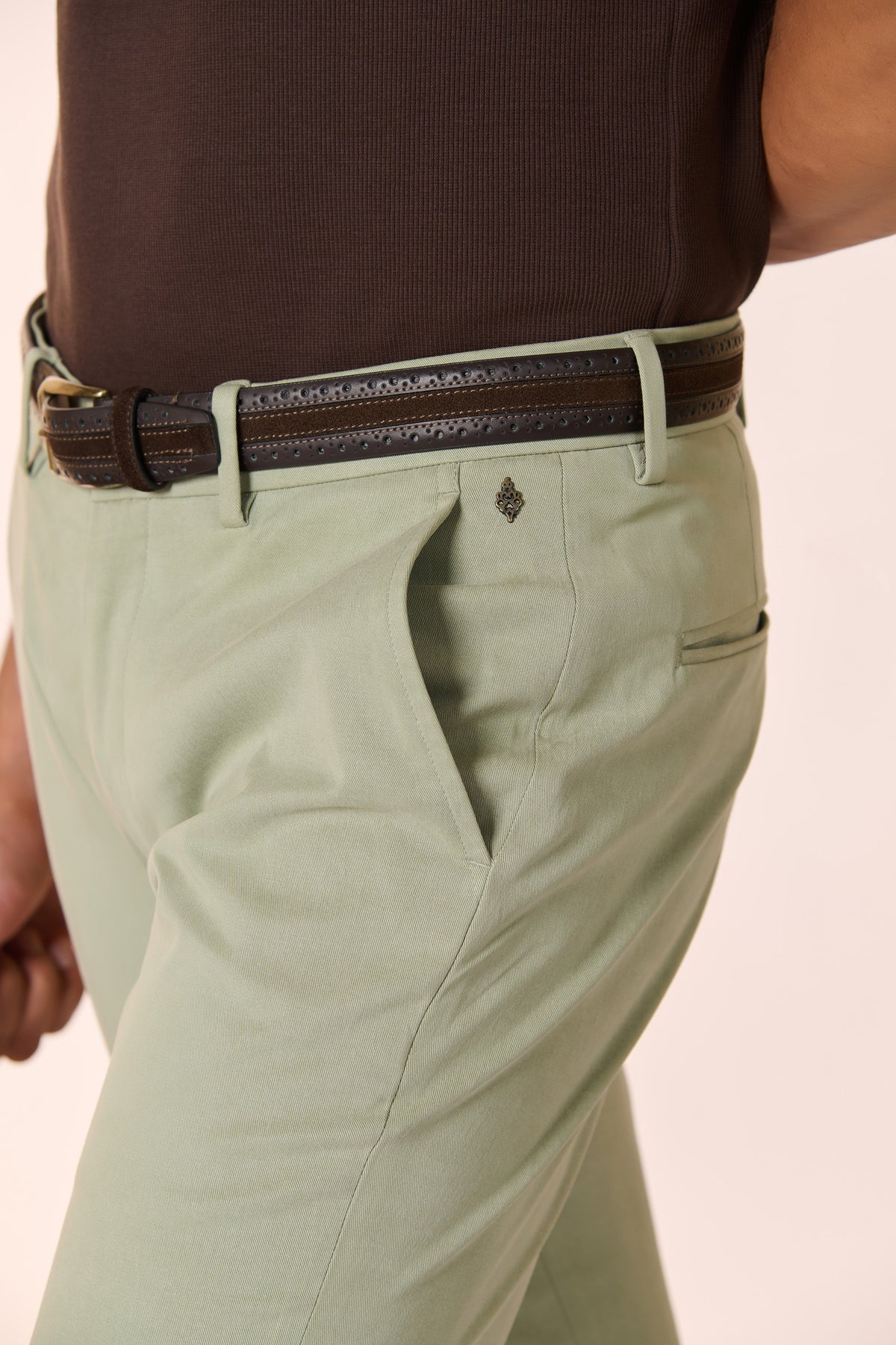 Pistachio Straight-Leg Trousers