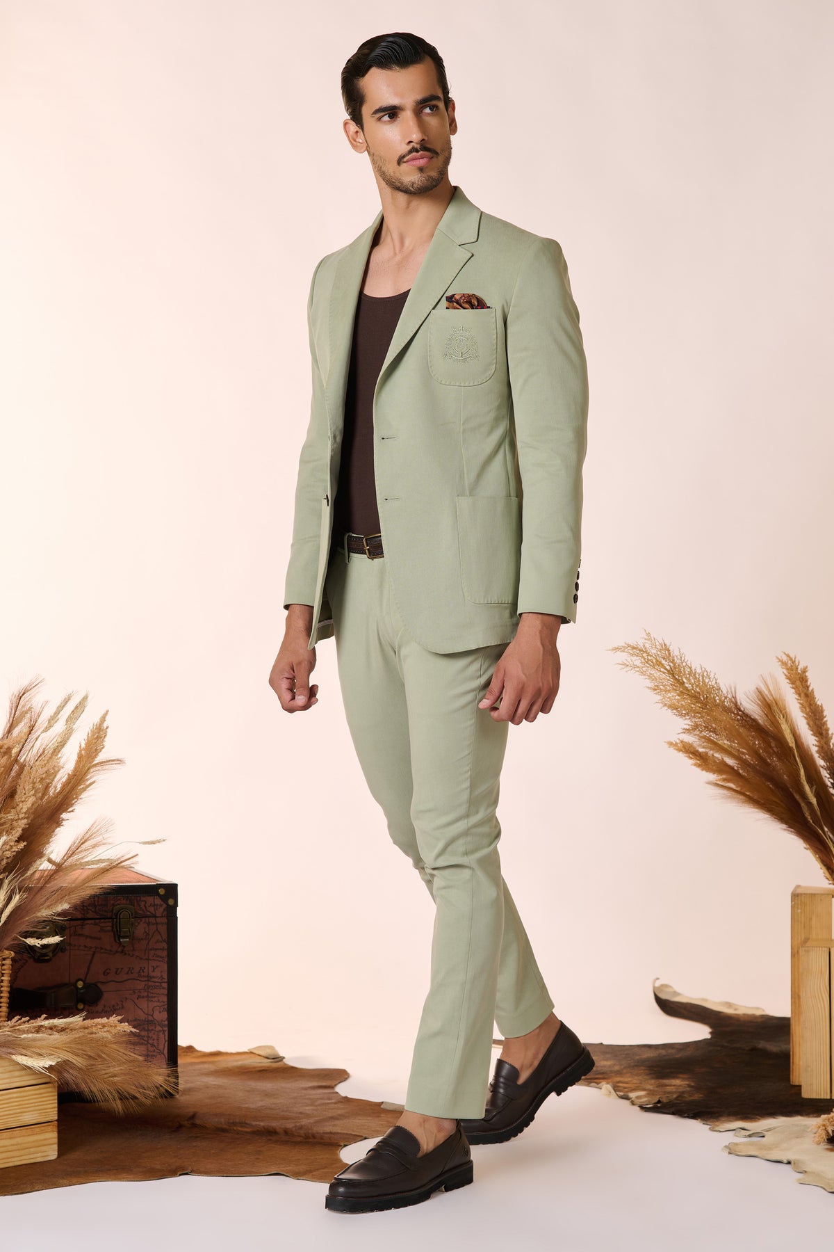 Pistachio Straight-Leg Trousers