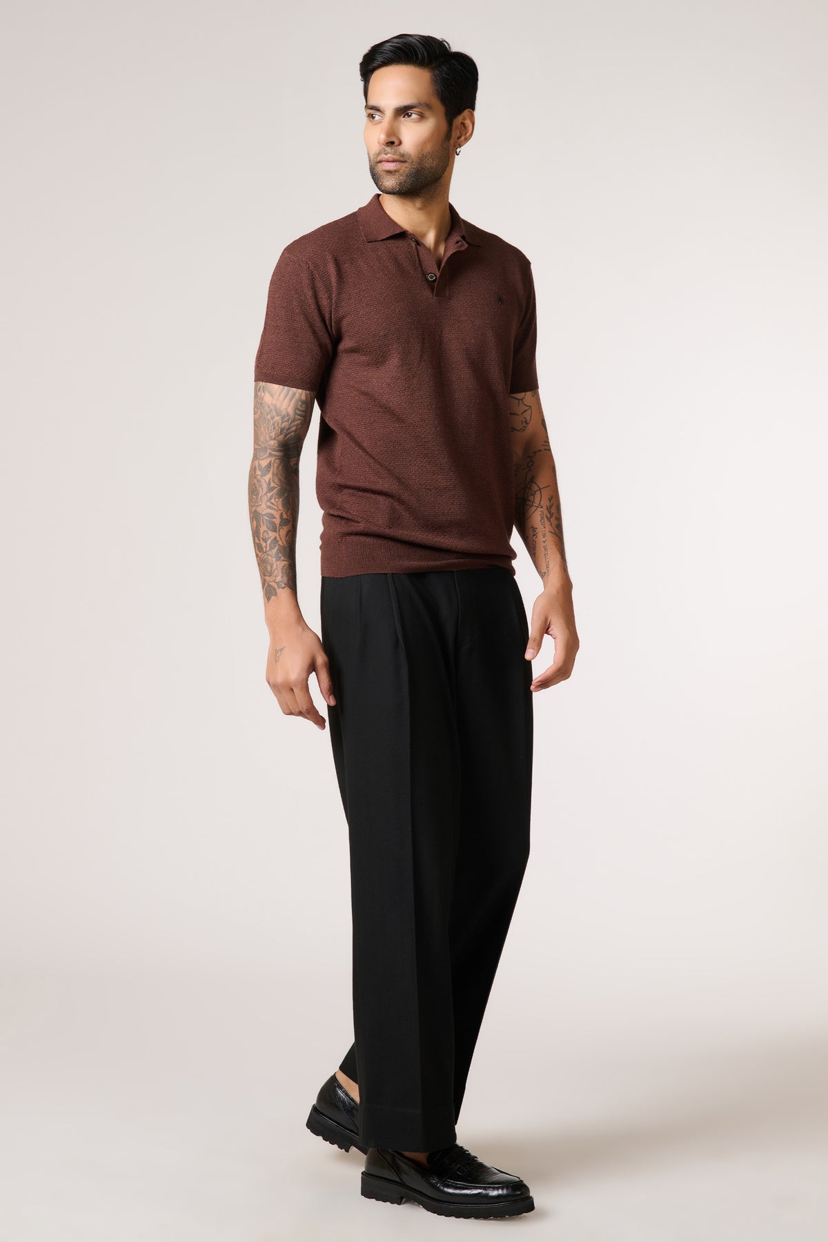 Choco Merino Wool Polo Pullover