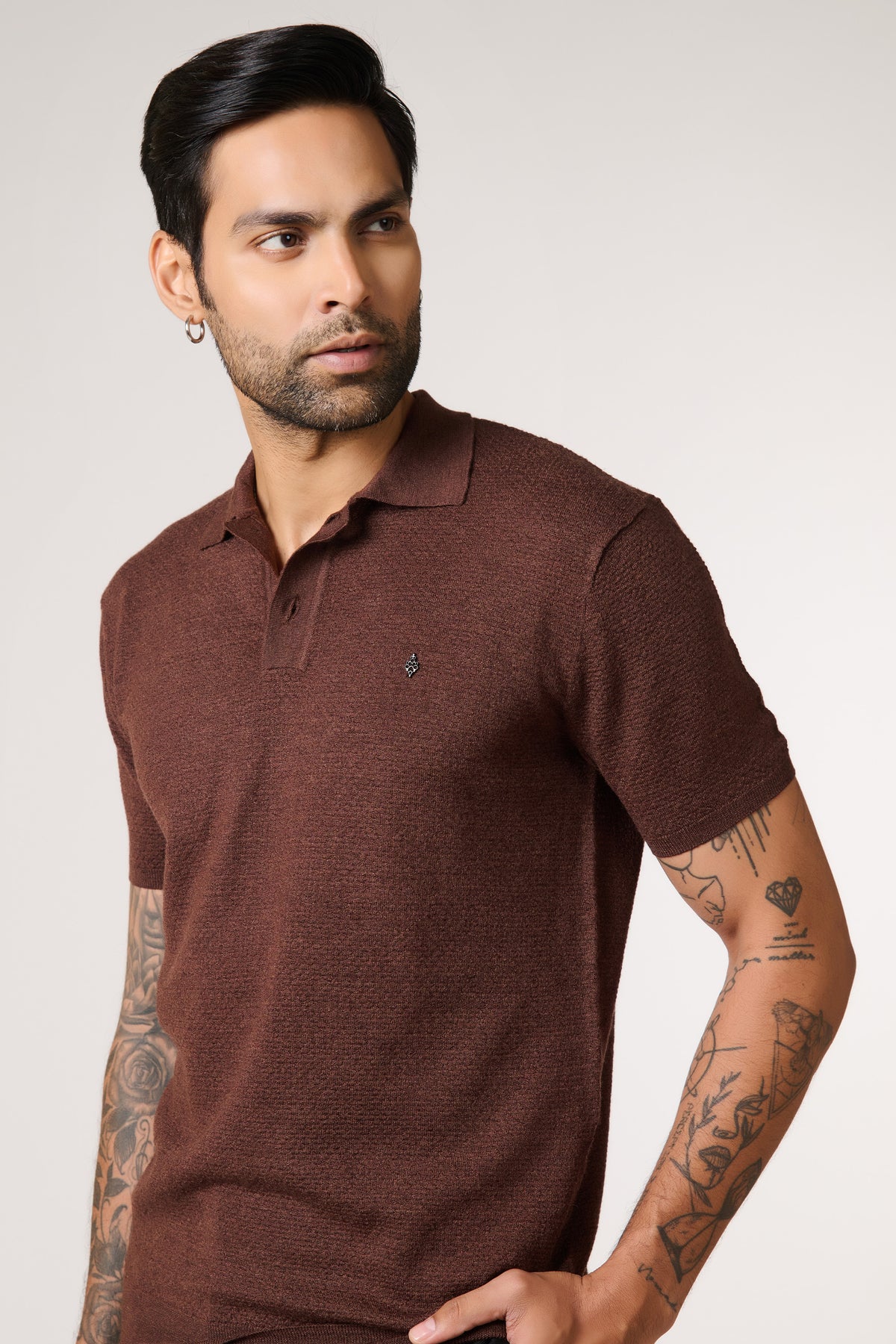 Choco Merino Wool Polo Pullover