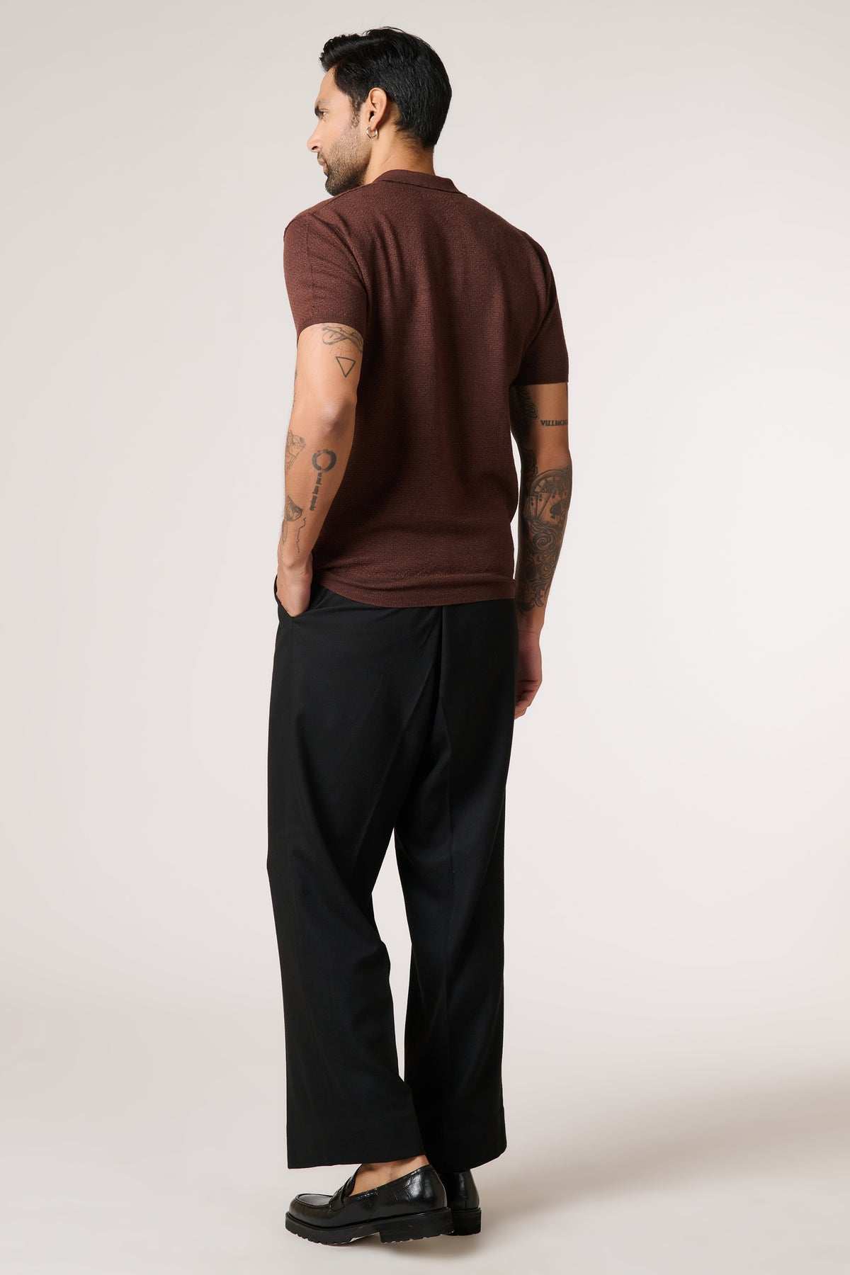 Choco Merino Wool Polo Pullover