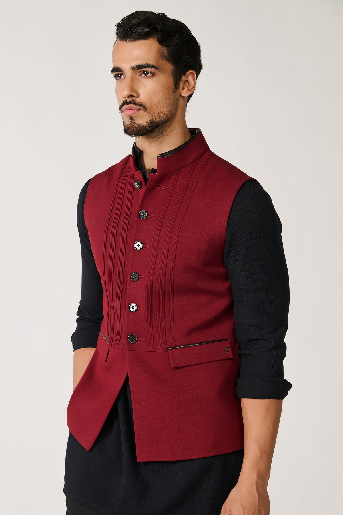 Cherry Waistcoat with Signature Buttons