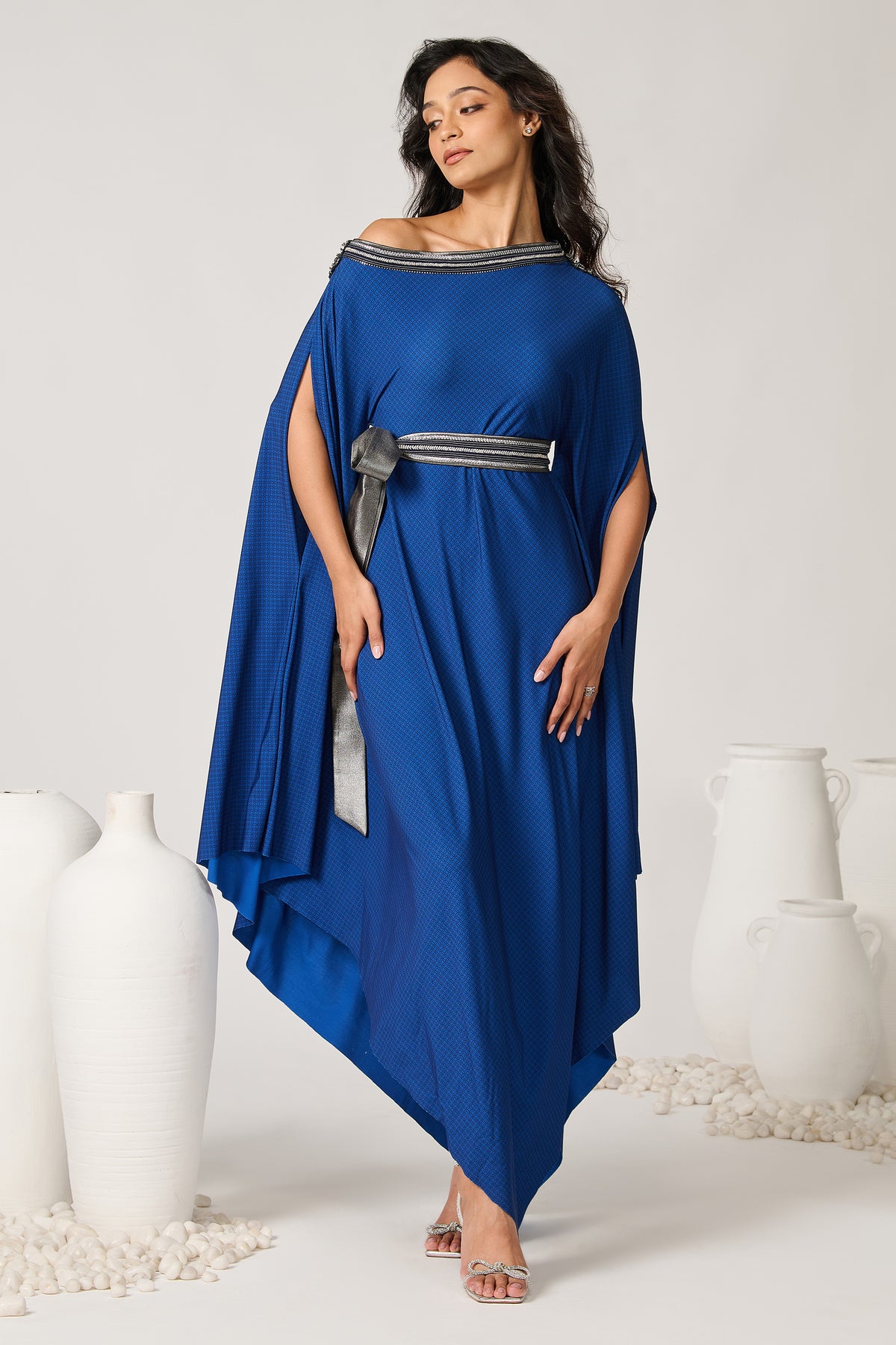 Asymmetric Black Off-Shoulder Kurta