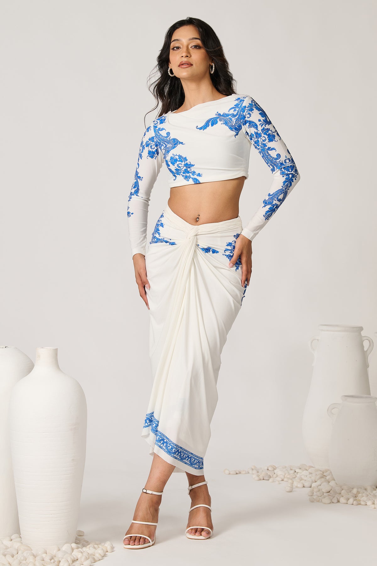 Azulejo Printed Boat Neck Top